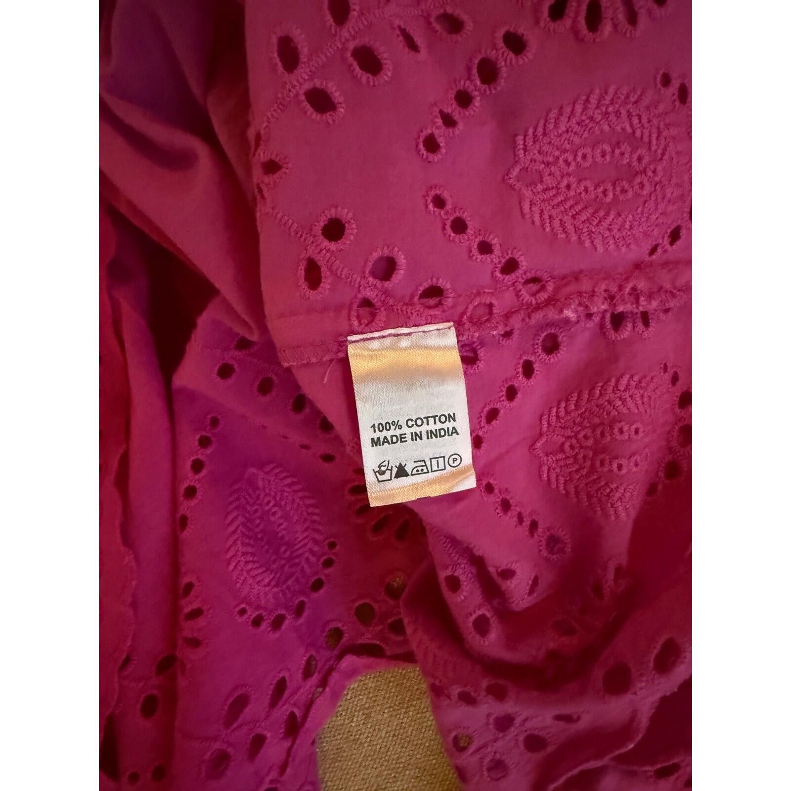 Other Melissa Odabash Pink Eyelet Cotton Mini Dress Cover Up Small Size S / US 4 / IT 40 - 7 Thumbnail