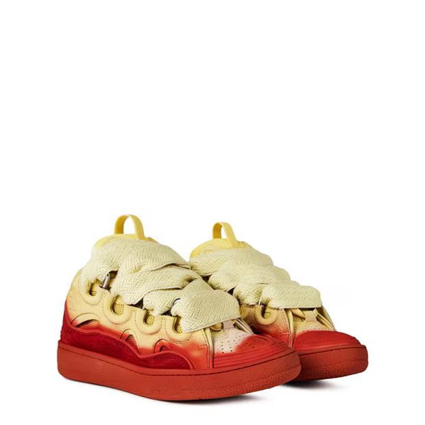 Lanvin o1g2r1mq1024 Curb Lace Up Sneakers in Red & Yellow Size US 7 / IT 37 - 3 Thumbnail