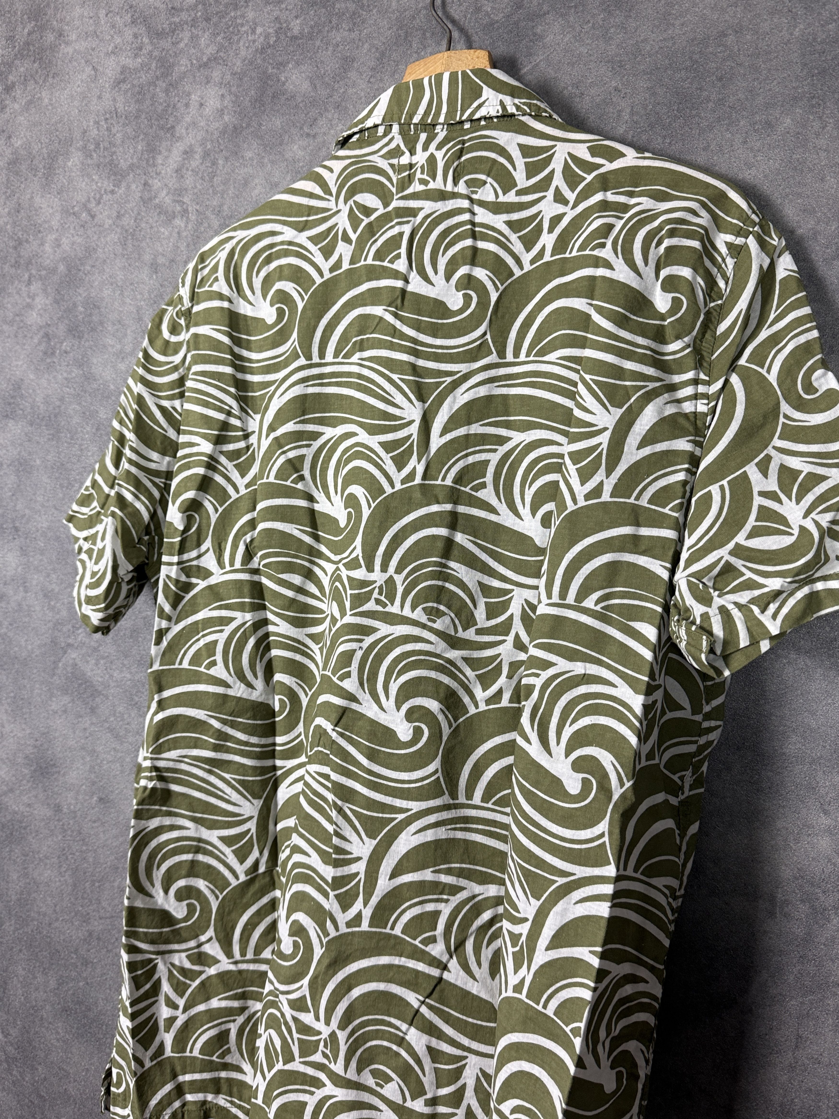 Folk Folk shirt olive white interesting all over pattern linen Size US L / EU 52-54 / 3 - 6 Thumbnail