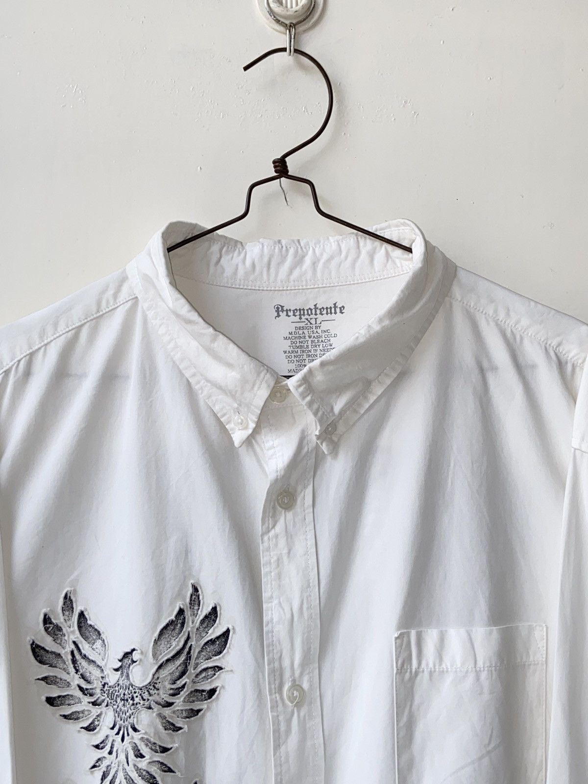 Issey Miyake × Japanese Brand × Vintage PREPOTENTE White Motive Shirt Size US L / EU 52-54 / 3 - 4 Thumbnail