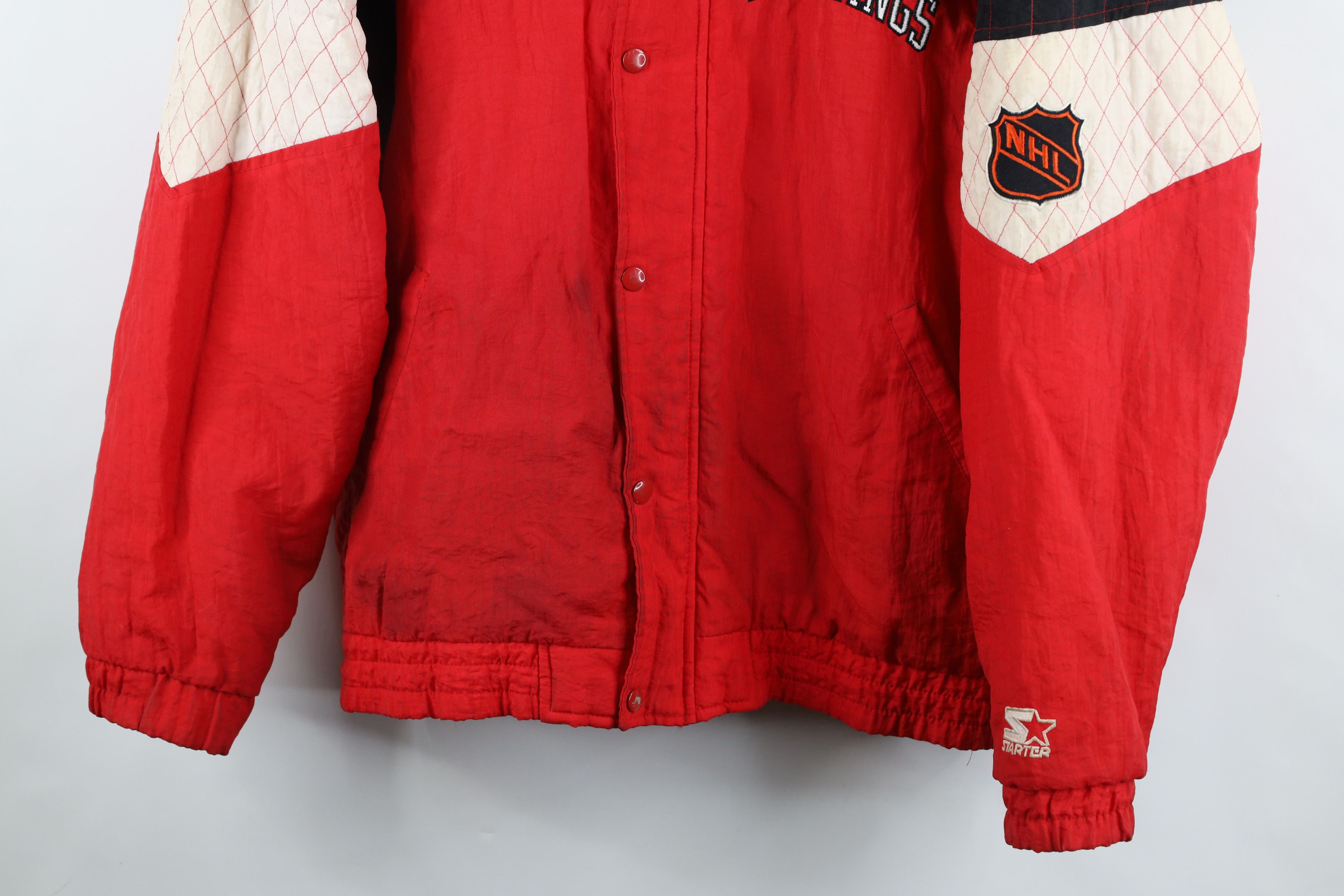 Starter × Vintage Vintage 90s Starter Detroit Red Wings Hockey Hooded Jacket Size US L / EU 52-54 / 3 - 3 Thumbnail