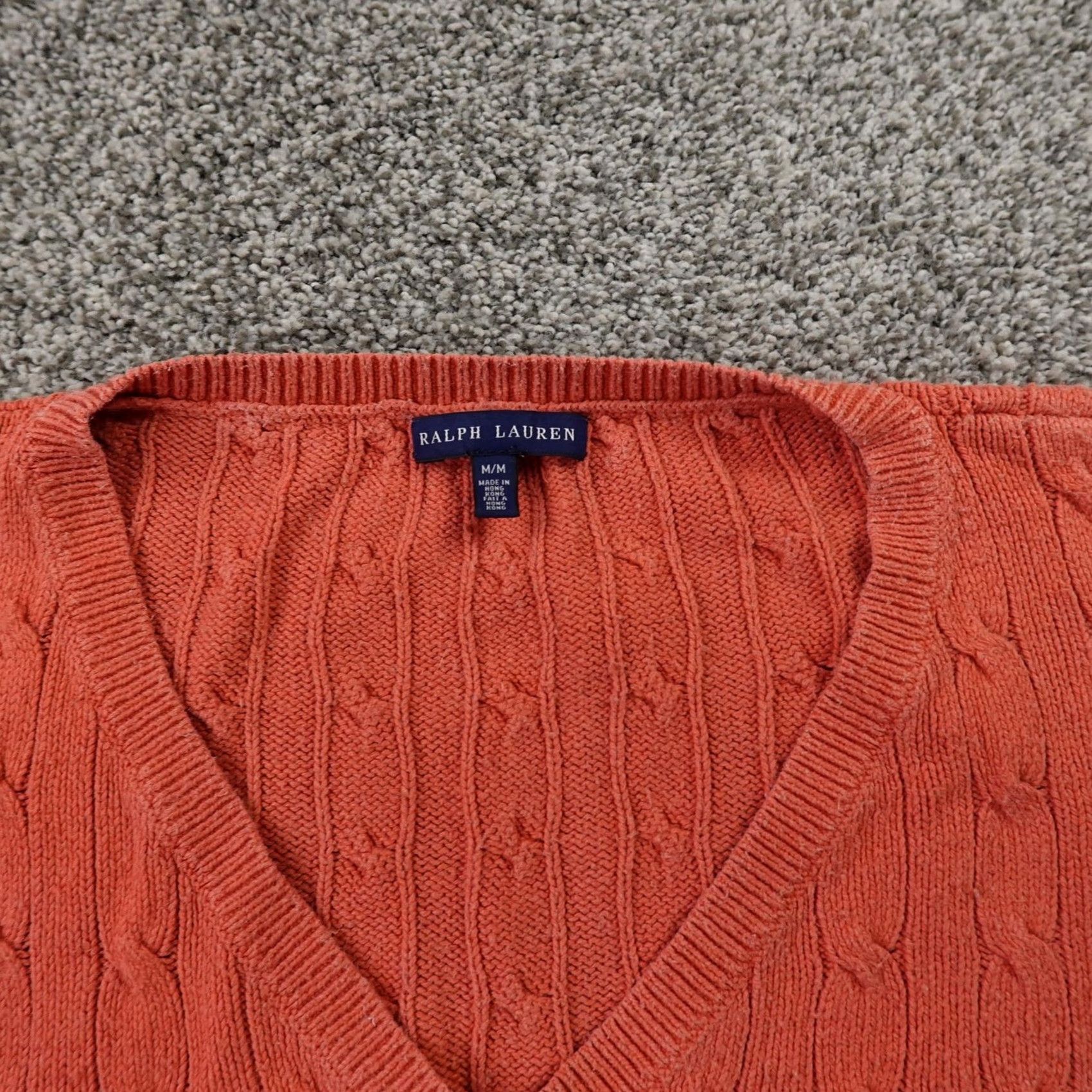 Ralph Lauren Ralph Lauren Sweater Womens M Orange Cable Knit Silk Short Sleeve V-Neck Pullover Women’s Knit Pattern Solid Silk V-Neck Orange M Womens Size M / US 6-8 / IT 42-44 - 3 Thumbnail
