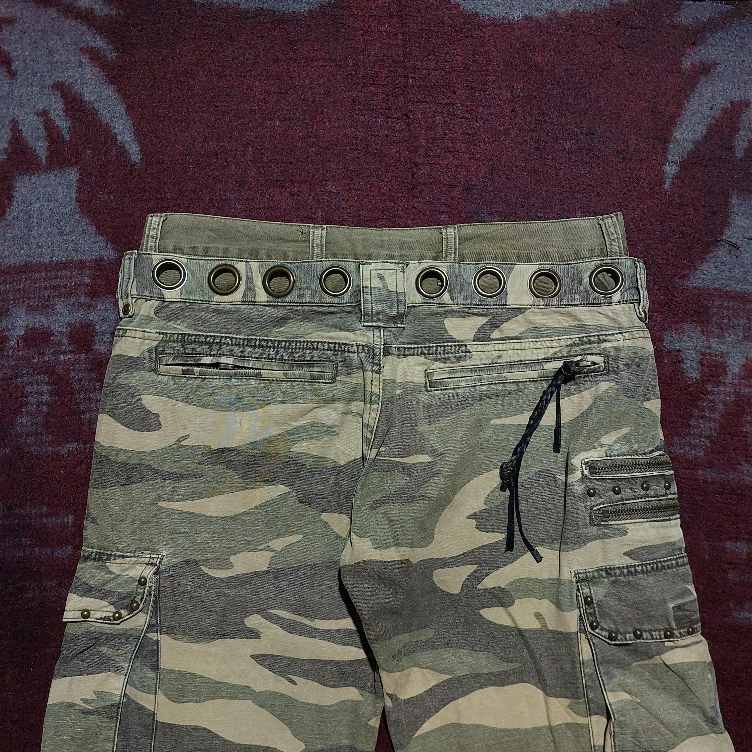In The Attic 🔥rare In the attic camo double waist flare cargo pants Size US 32 / EU 48 - 5 Thumbnail