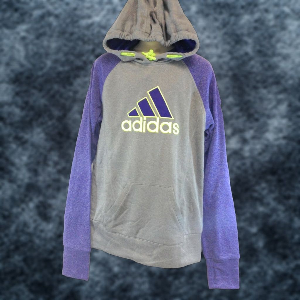 Adidas Womens Adidas Ultimate Graphic Pullover Hoodie Sweatshirt XS Grey Purple Logo Hooded Sweatshirt Men/Women Forever 90s? Size XS / US 0-2 / IT 36-38 - 1 Thumbnail