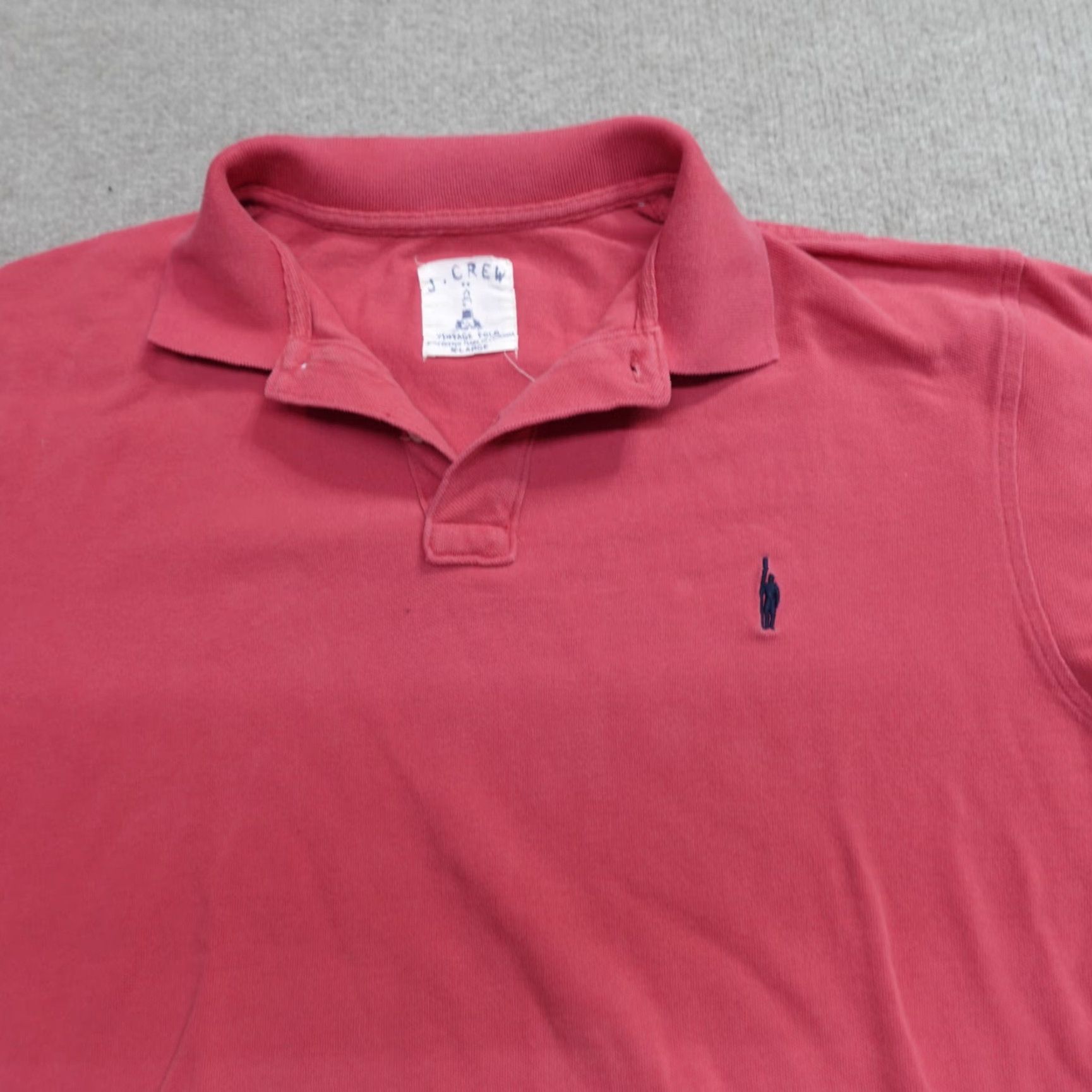 J.Crew VINTAGE J.CREW Polo Shirt XL Red Oarsman Shirt Mens Polo Embroidered Cotton Jersey Short Sleeve Button Neck Collared Size US XL / EU 56 / 4 - 2 Thumbnail