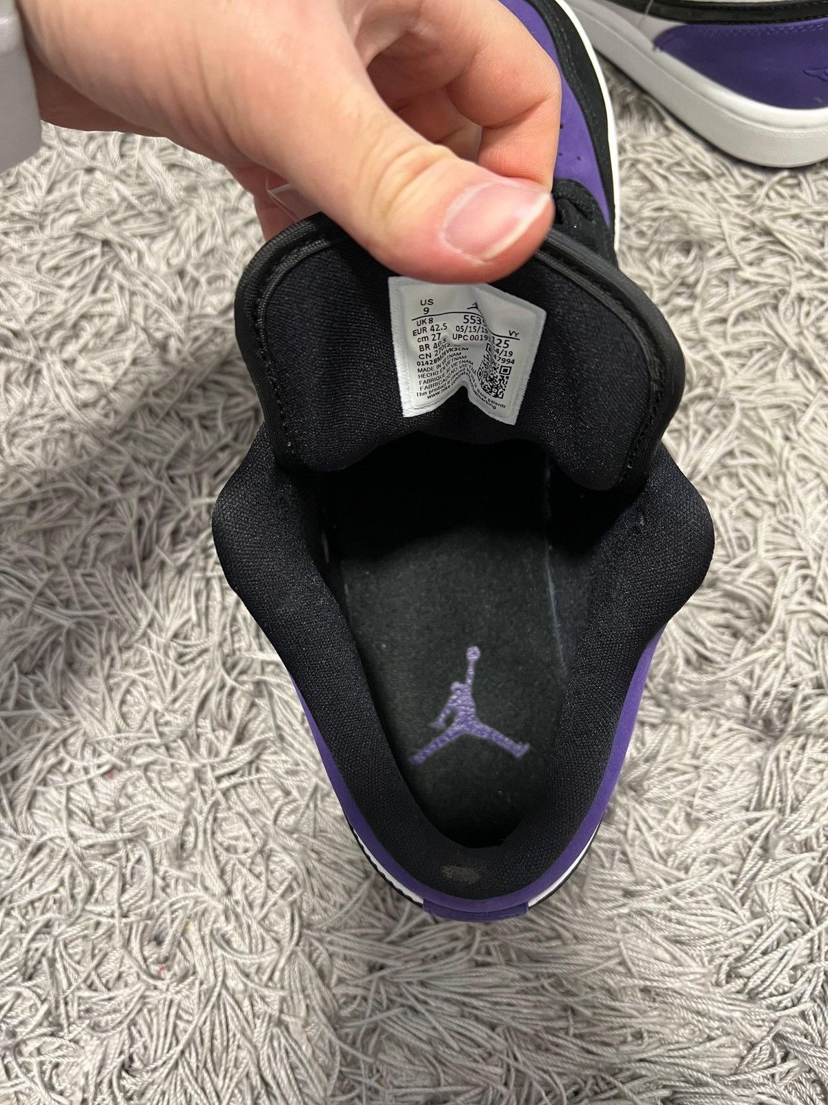 Nike Jordan 1 Low Court Purple Size US 9 / EU 42 - 6 Thumbnail