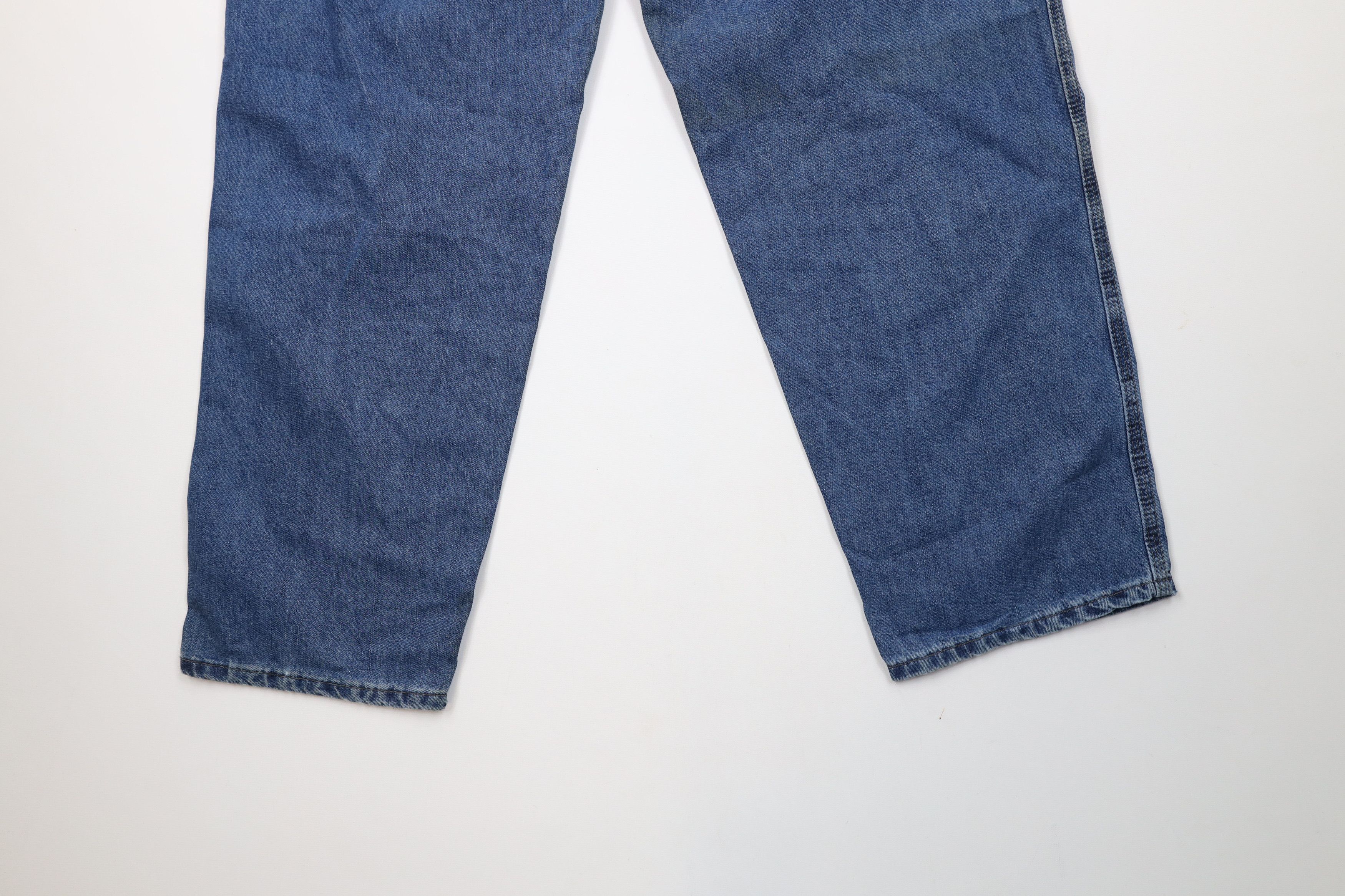 Lee × Vintage Vintage 90s Lee Rivet Wide Leg Dungaree Denim Jeans Blue Size 38" / US 16 / IT 52 - 14 Thumbnail