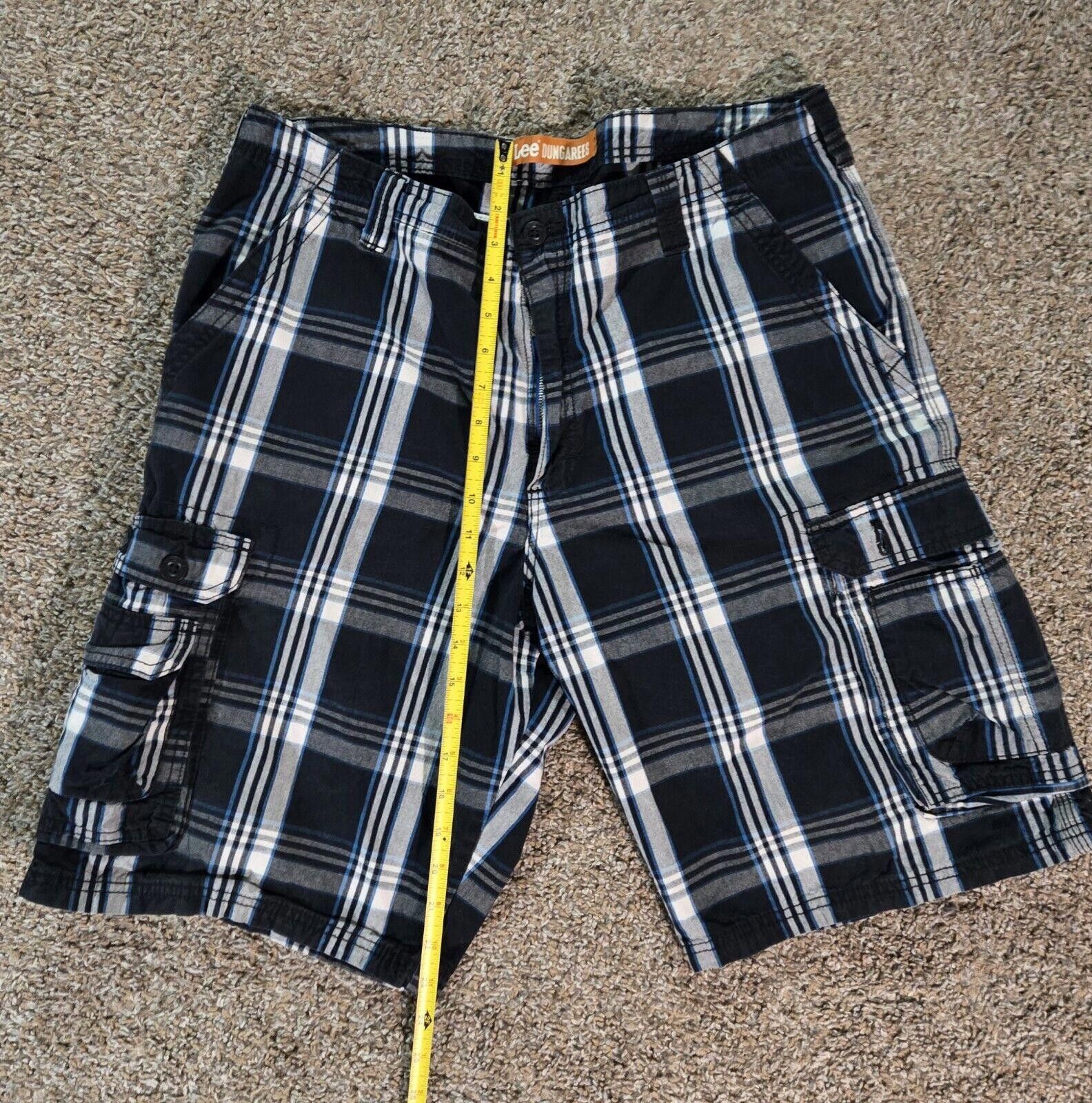 Lee Black And White Blue Stripe Plaid Lee Dungaree Shorts 38 Size US 38 / EU 54 - 5 Thumbnail