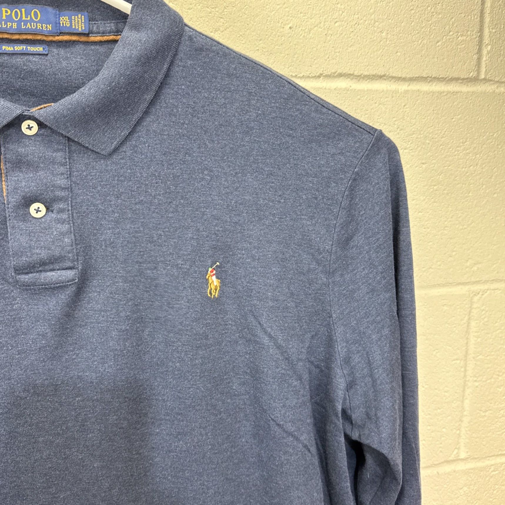 Ralph Lauren Ralph Lauren Polo Shirt Adult 2XL Blue Pima Soft Touch Long Sleeve Embroidered Pony Logo Mens Size US XXL / EU 58 / 5 - 6 Thumbnail