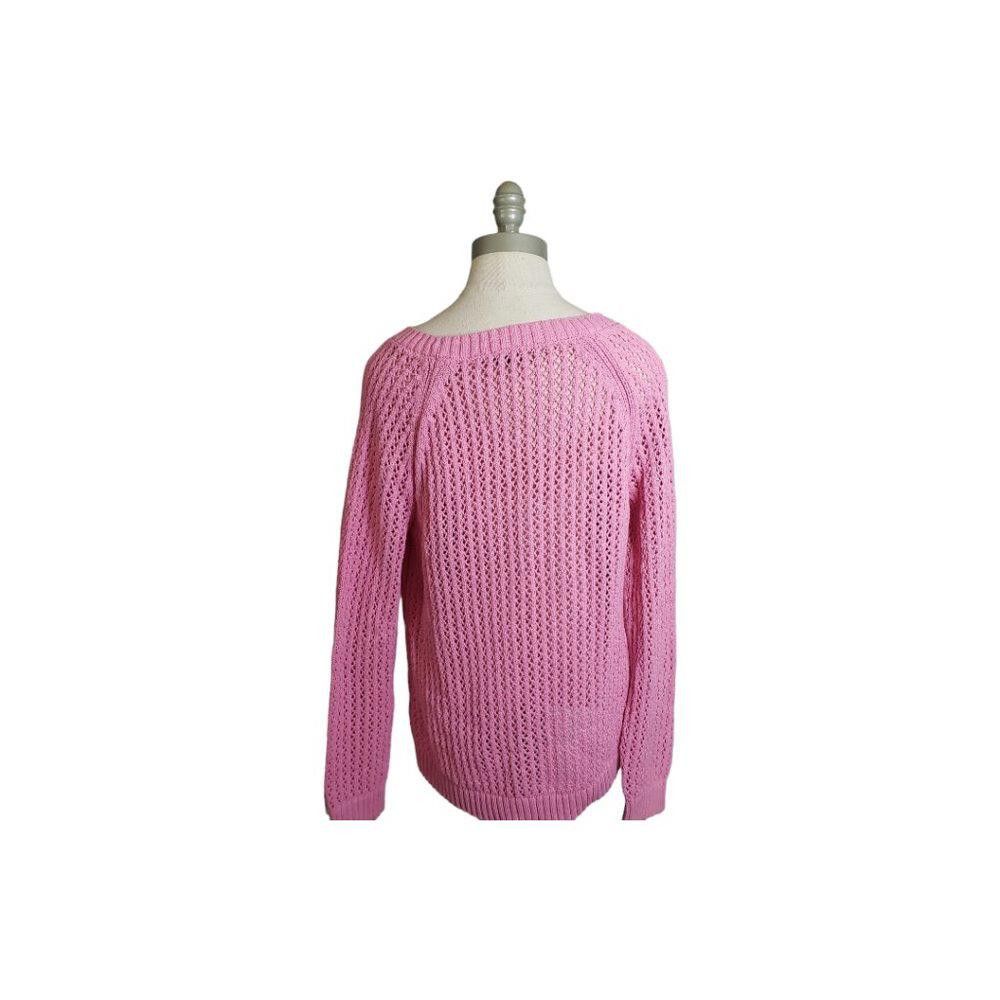 Designer CT858 Talbots Ladies Crew Neck Pink Cable Knit Sweater L Size L / US 10 / IT 46 - 4 Thumbnail