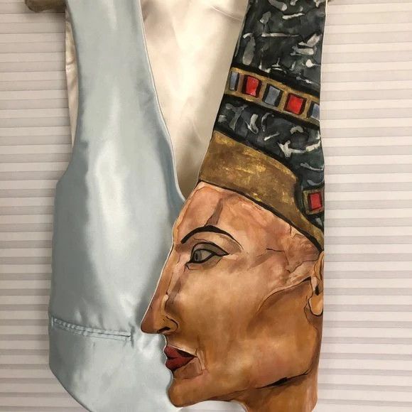 Handmade Nefertiti Hand Painted Vest Size M / US 6-8 / IT 42-44 - 1 Thumbnail