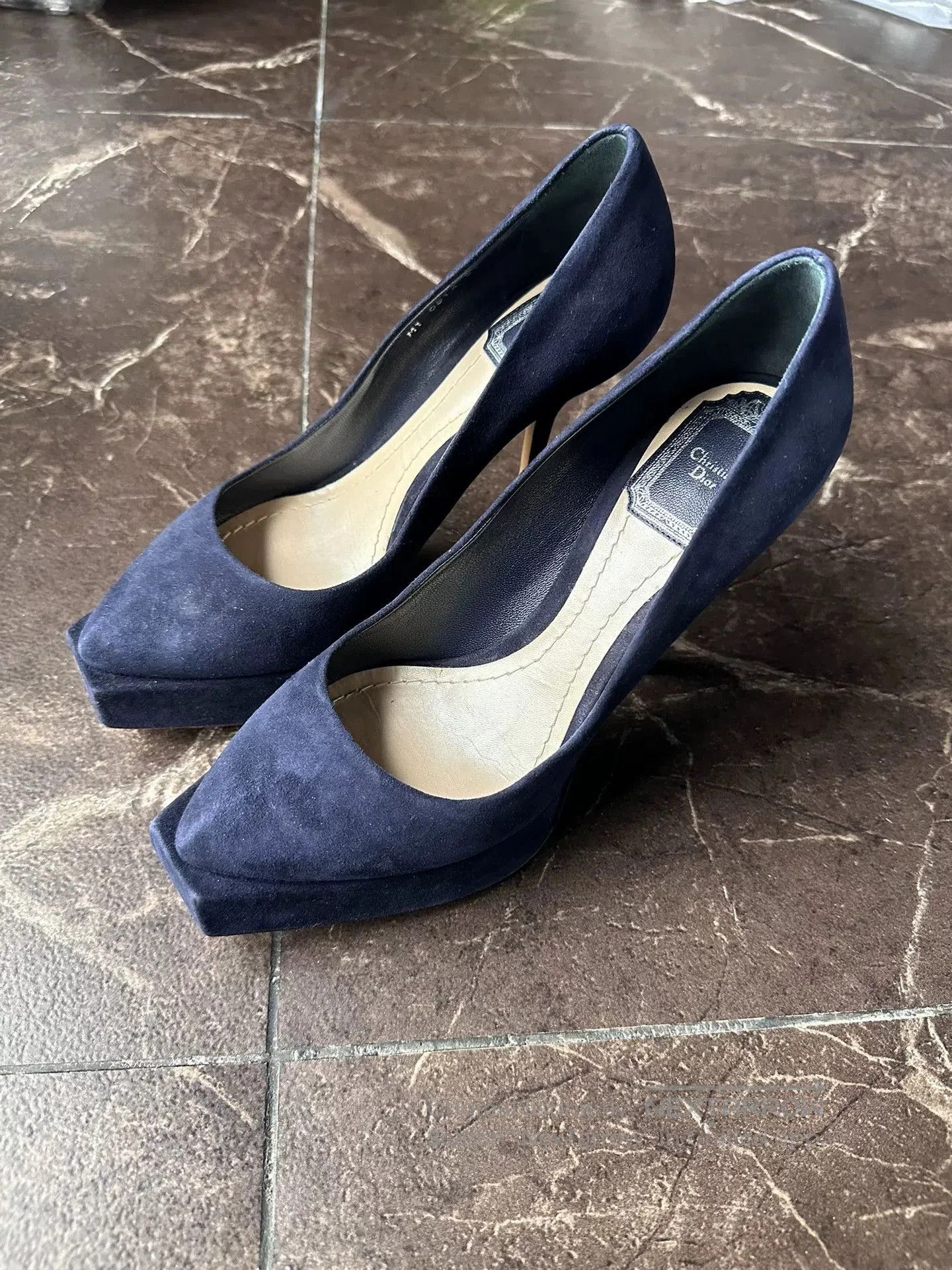 Dior Christian Dior Navy Suede High Heels. Size US 6 / IT 36 - 1 Thumbnail