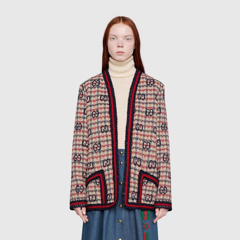 Gucci o1loc1c0226 610060 GG Check Tweed Jacket in Multicolor Size XS / US 0-2 / IT 36-38 - 3 Thumbnail