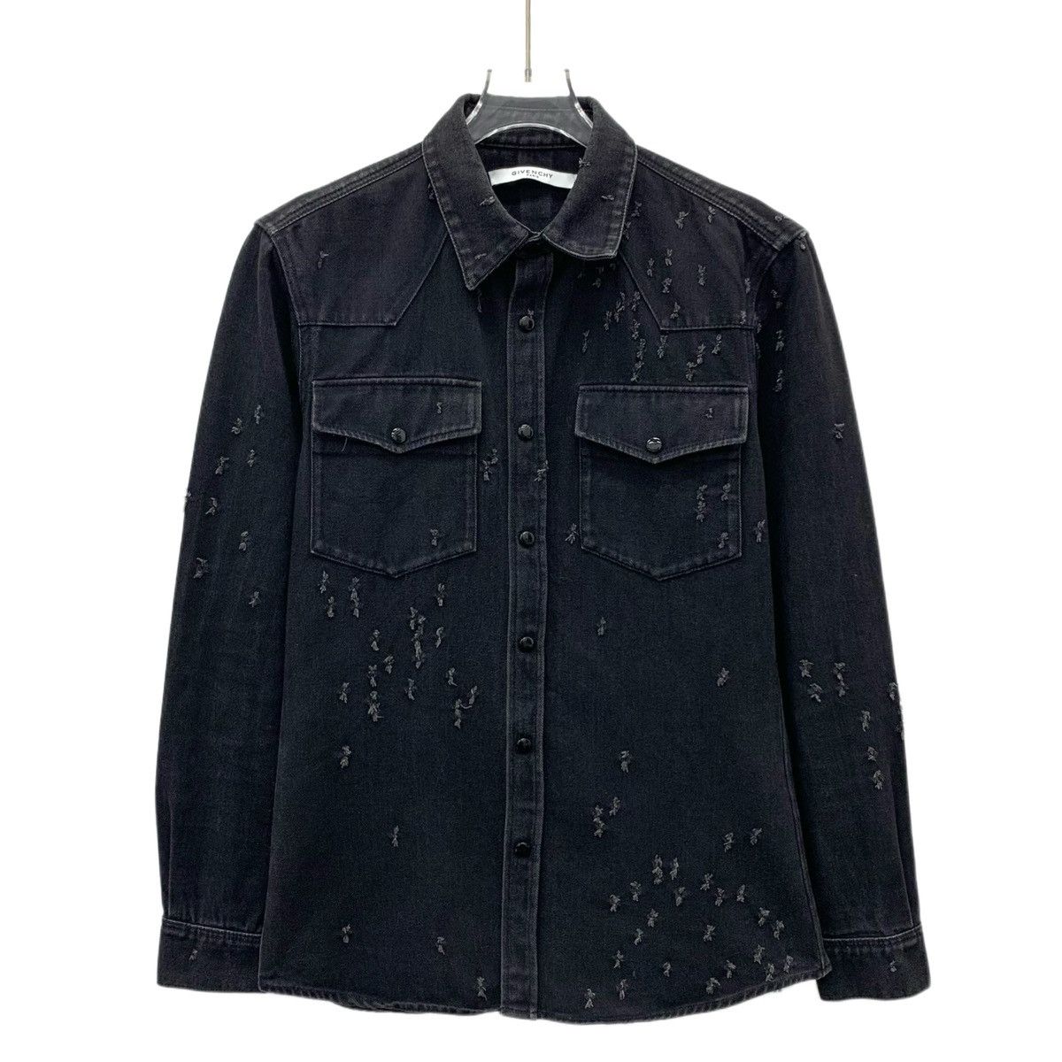 Givenchy Givenchy Hole Distressed Long Sleeve Denim Shirt K26WX Size US XS / EU 42 / 0 - 1 Thumbnail