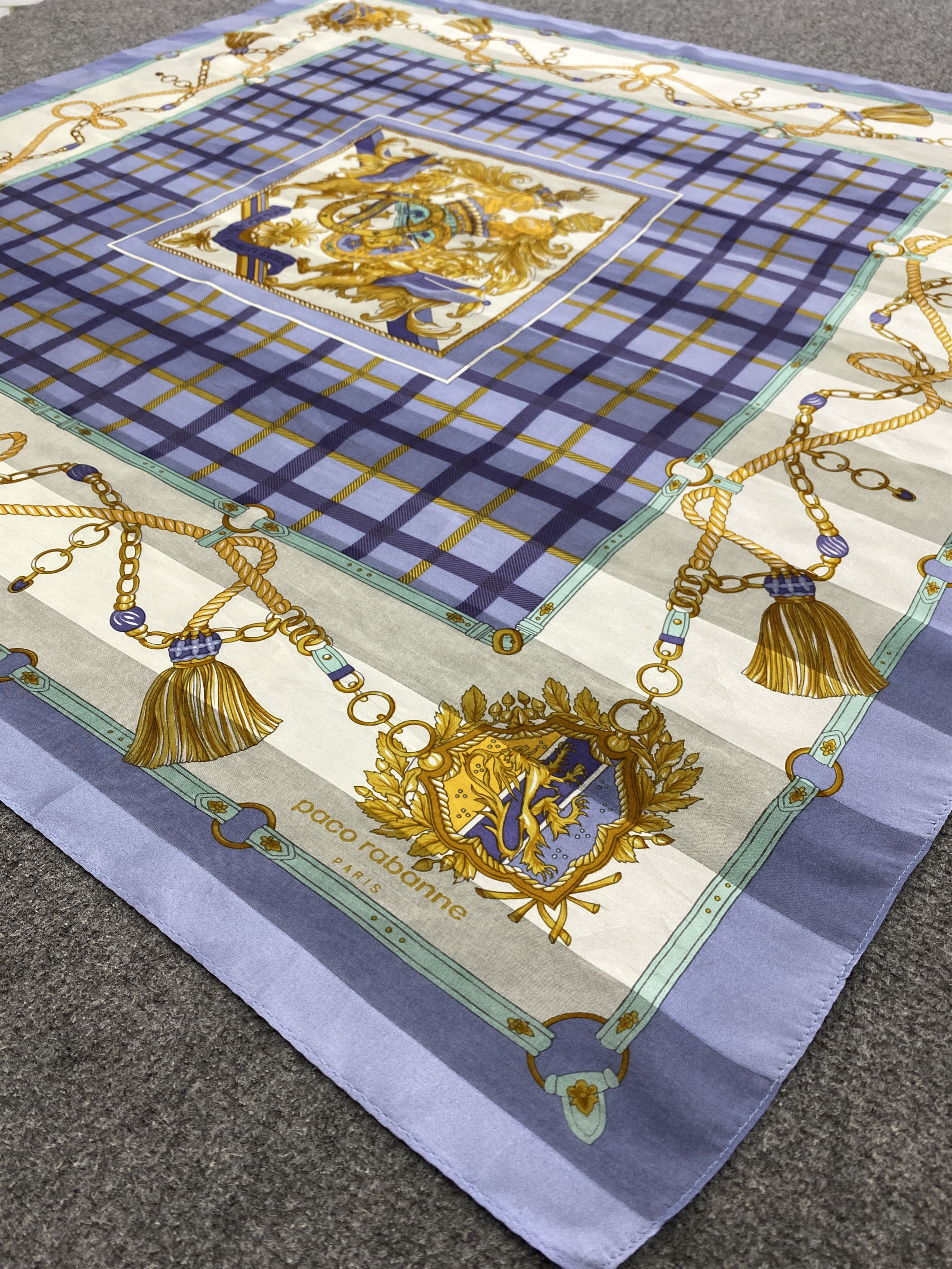 Designer × Vintage Paco Rabbane Paris Silk Scarf / Foulards / Silk Scarf SN0017 Size ONE SIZE - 4 Thumbnail