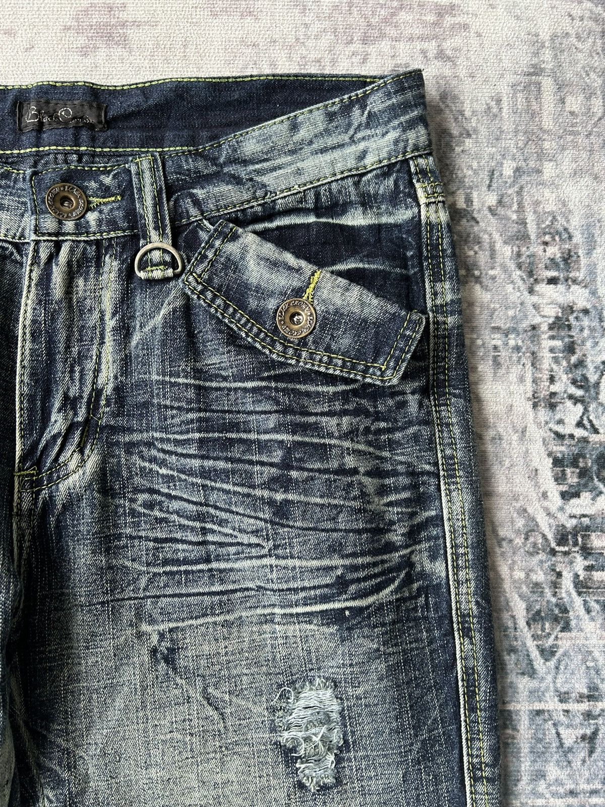 14th Addiction Flared Distressed Faded Wash Black Erown Jeans Size US 31 - 7 Thumbnail