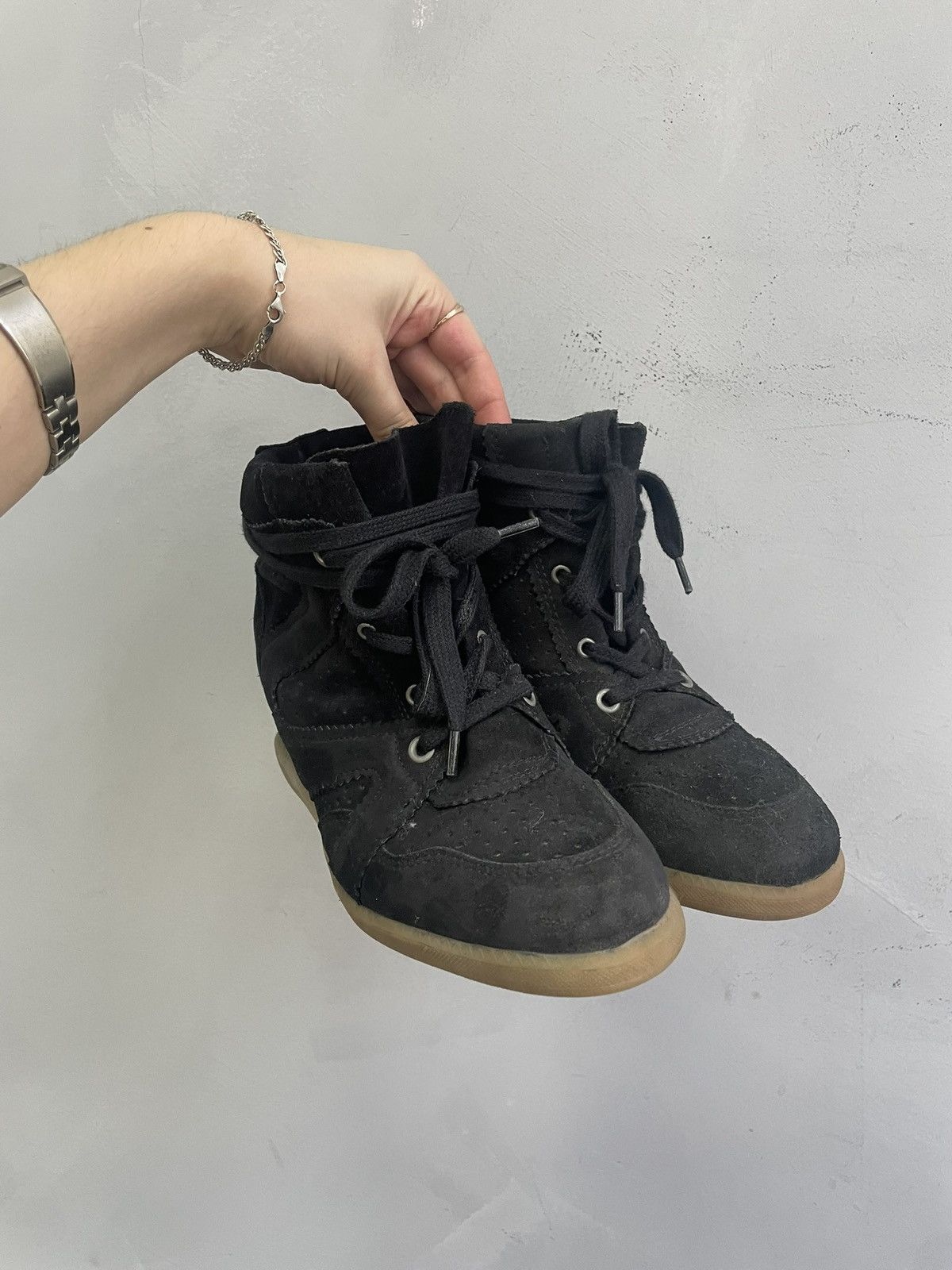 Japanese Brand Isabel marant style wedge heel boots black suede retro y2k Size US 7 / EU 40 - 2 Thumbnail