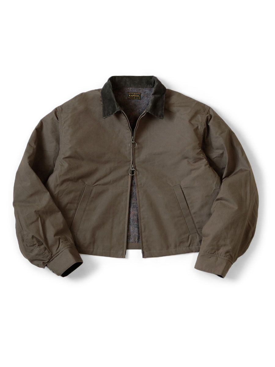 image of Kapital Cotton Oil Coating Drizzler Jacket in Kaki, Men's (Size XL)