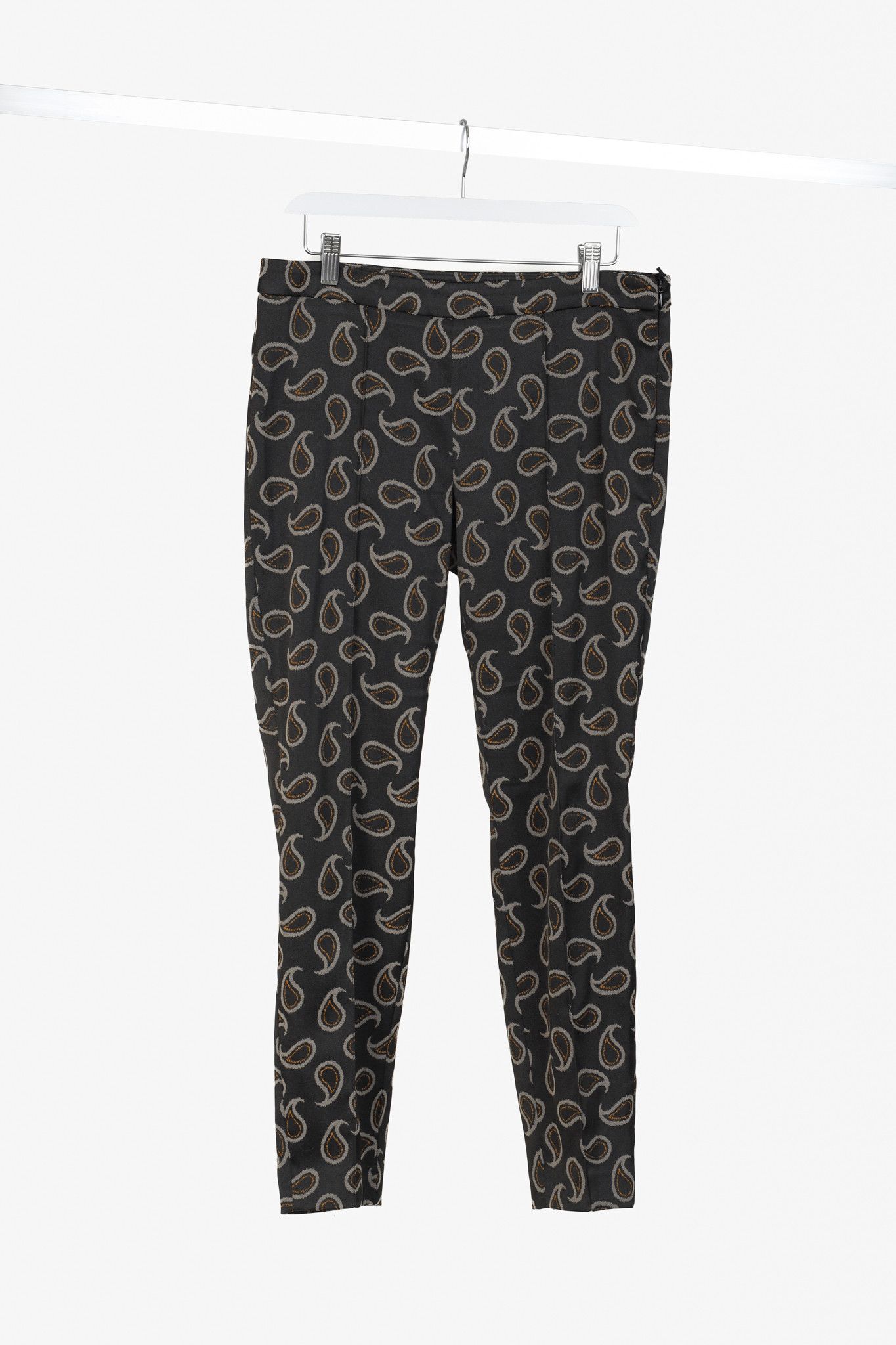 Luisa Cerano Luisa Cerano Black Paisley Satin-Jacquard Pants Size 33" - 1 Thumbnail