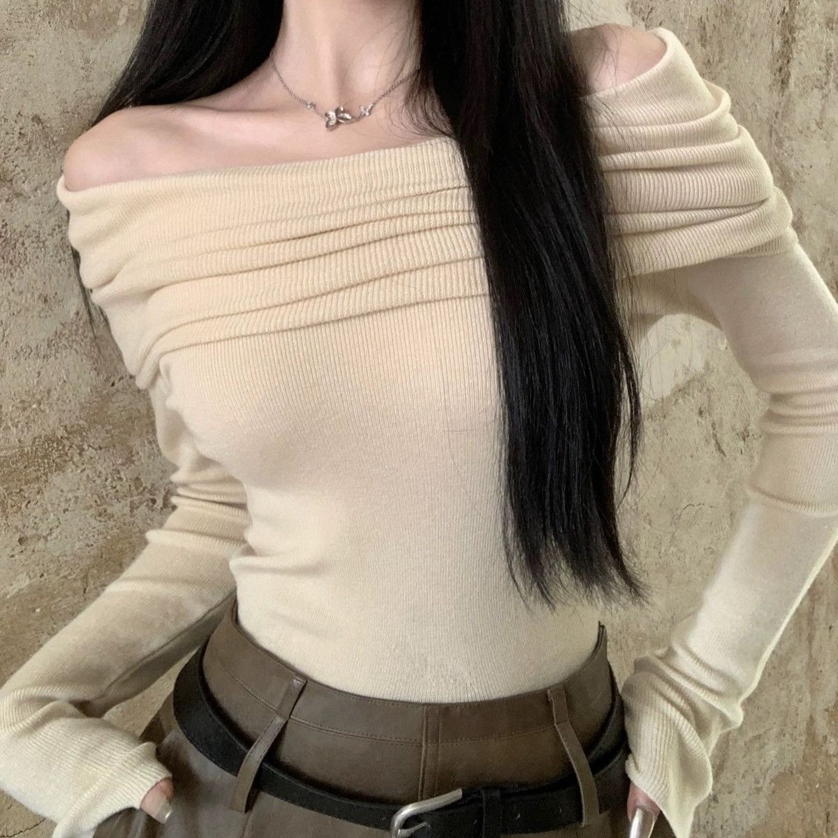 Other × Vintage Softcore one-shoulder knit undershirt sweater women Size S / US 4 / IT 40 - 2 Thumbnail