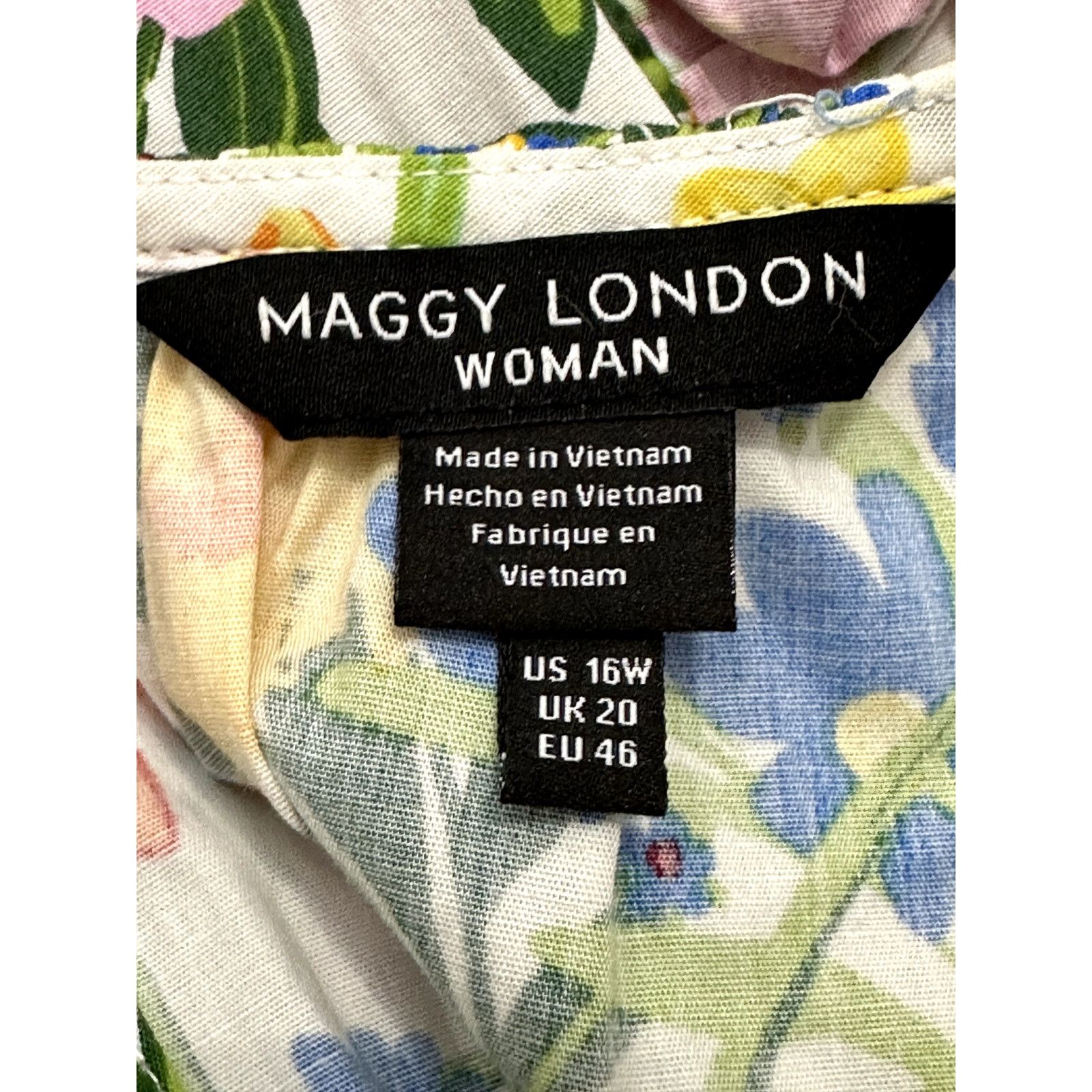 Other Maggy London Mini Dress Floral Ruffle Sleeves Multicolor 16 Size XXL / US 16-18 / IT 52-54 - 9 Thumbnail