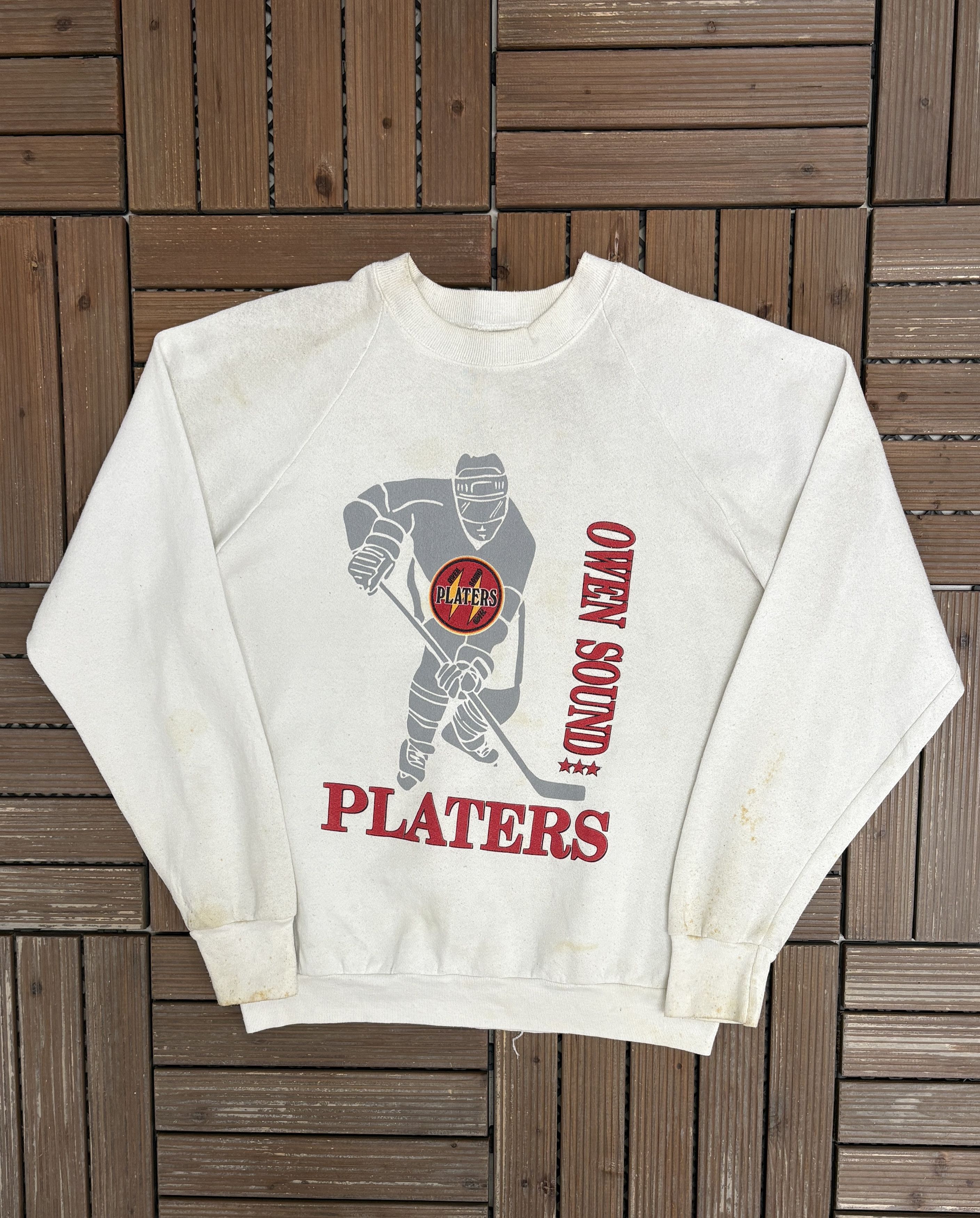 Vintage Owen Sound Platers Vintage White Crewneck Sweater Size US L / EU 52-54 / 3 - 1 Thumbnail