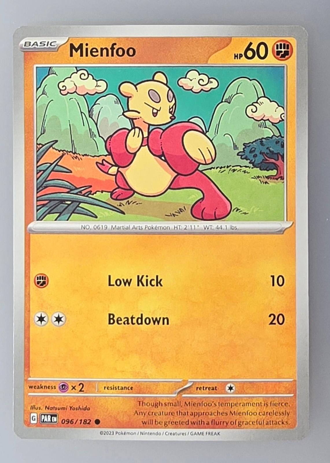 Pokemon Mienfoo, number 096/182 Scarlet & Violet Paradox Rift Size ONE SIZE - 1 Thumbnail