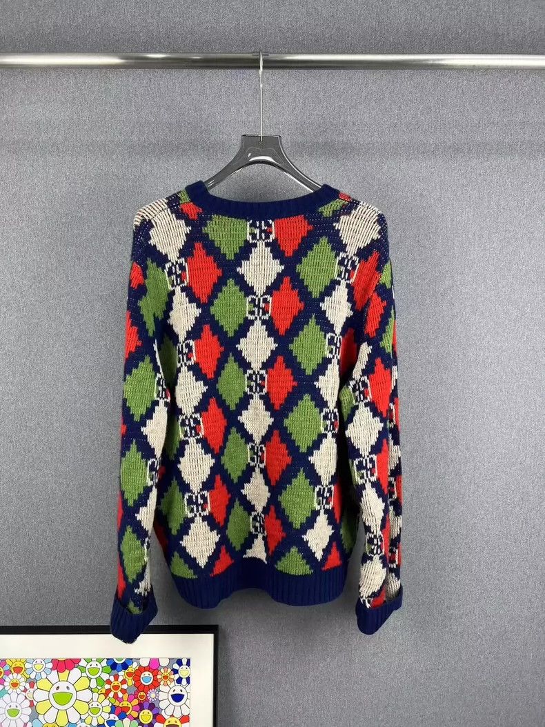 Gucci Gucci Diamond-shaped checkered old flower full LOGO sweater Size US XXL / EU 58 / 5 - 2 Thumbnail