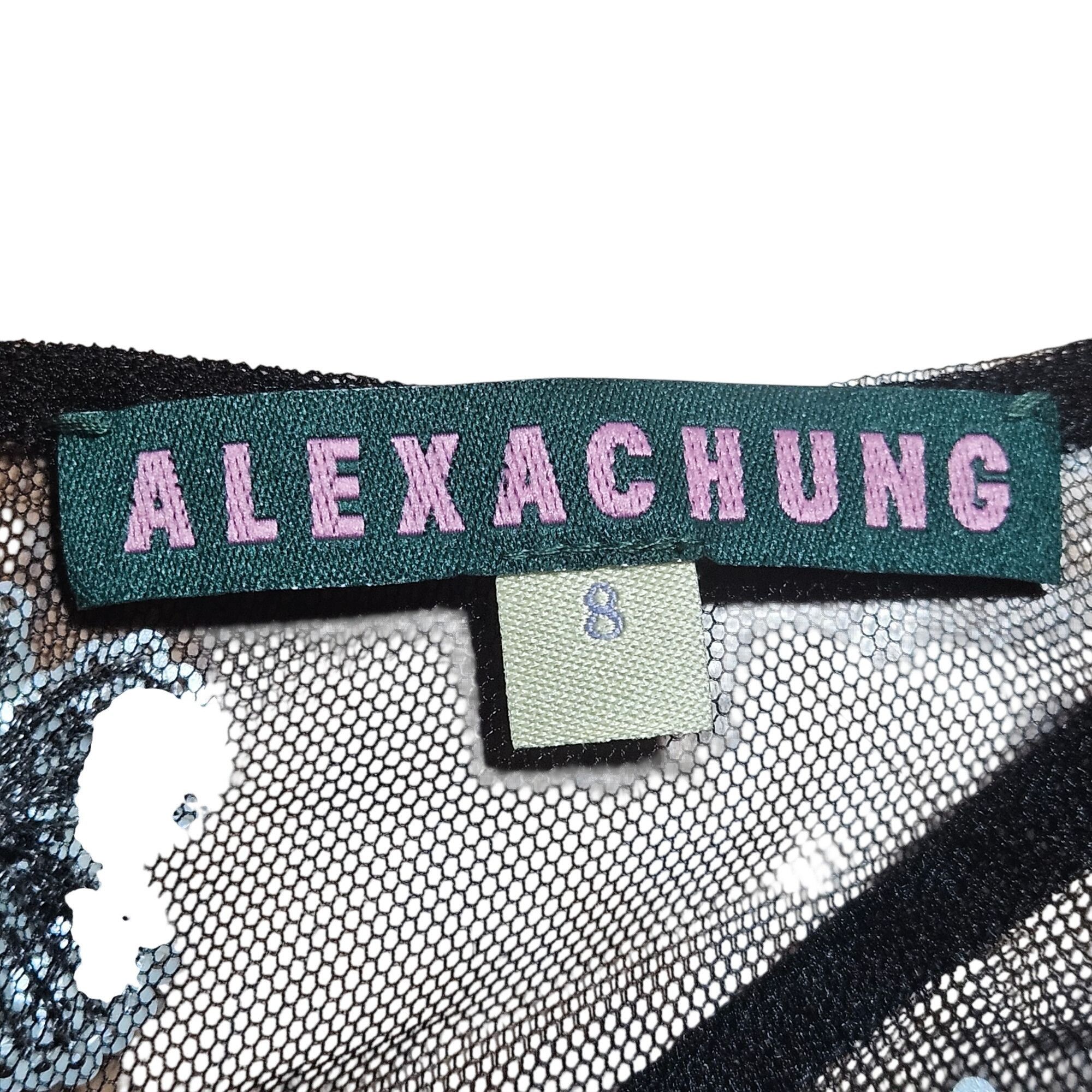 Other ALEXACHUNG Women Mesh Floral Top 4 Black Sheer Sequin Y2K Co Size S / US 4 / IT 40 - 3 Thumbnail