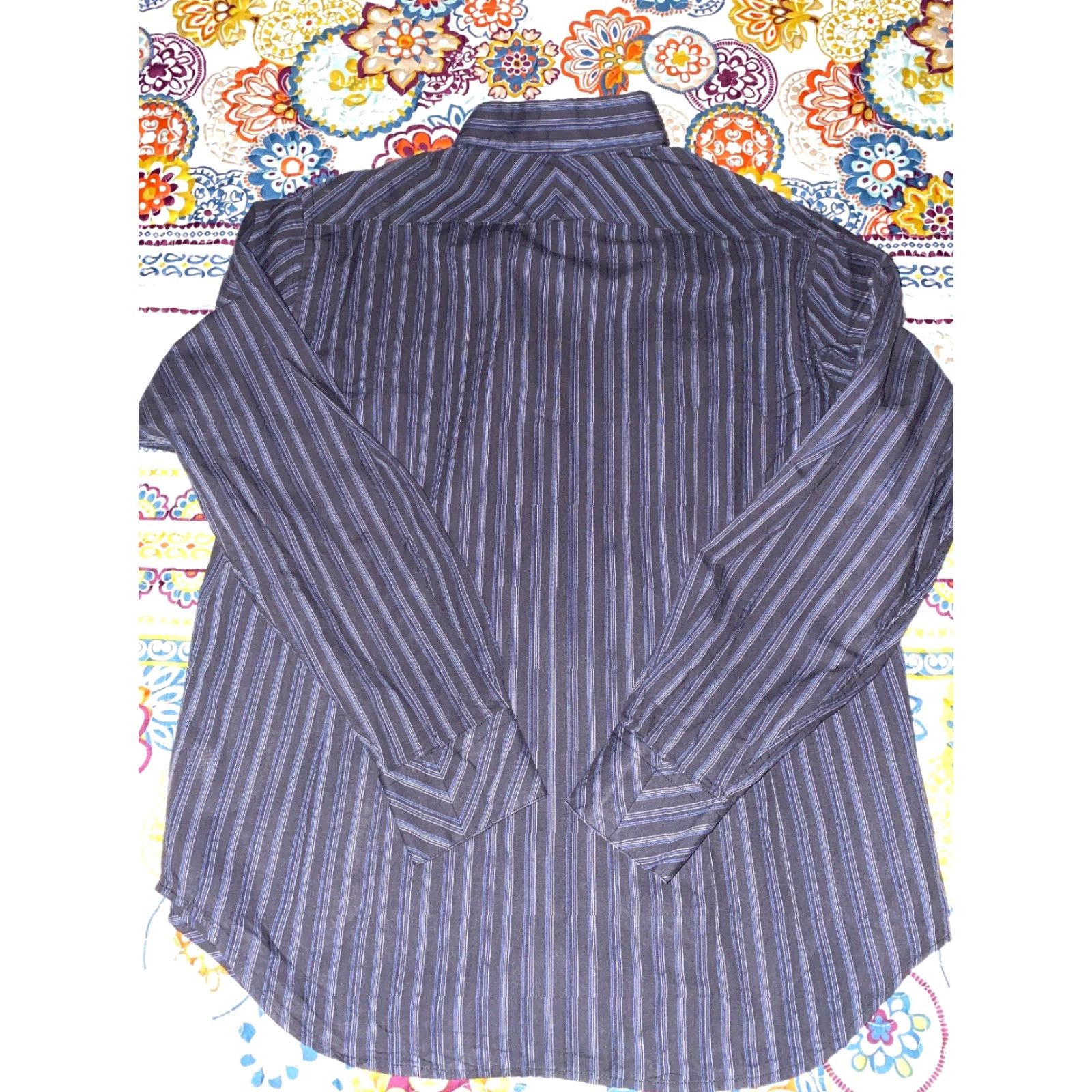 Guess Guess By Marciano Shirt Mens Dress Shirt Long Sleeve Button Up Stripes Blue 2XL Size 48R - 2 Thumbnail