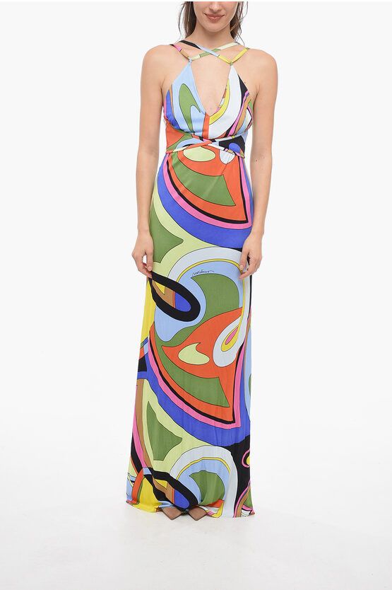 image of Moschino Couture ! Viscose Multicolored Dress With V-Neckline, Women's (Size Medium)