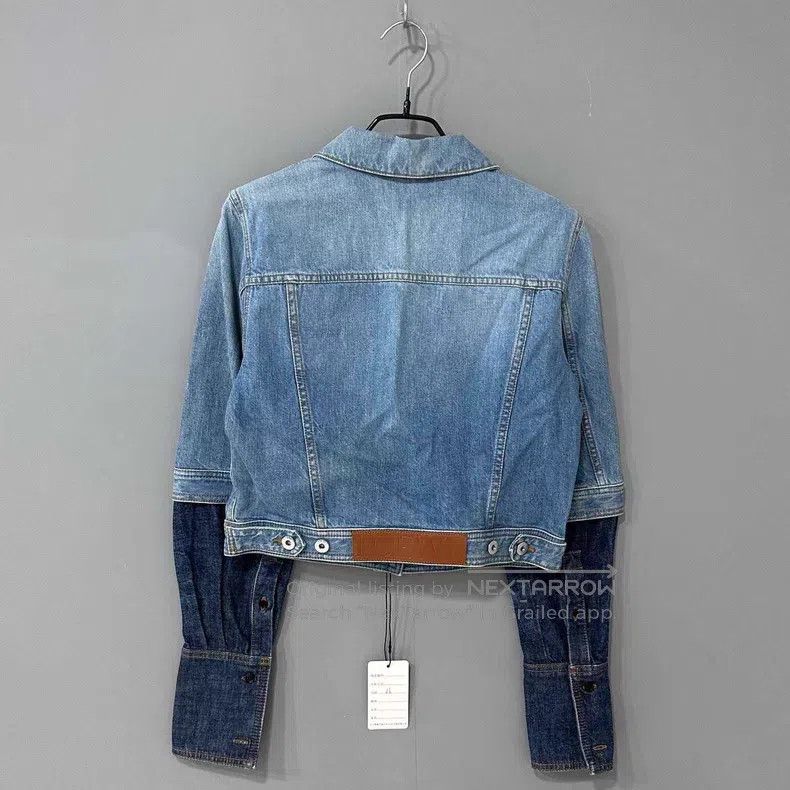 Loewe Loewe Leather Patch Logo Two-Tone Sleeve Denim Jacket Size XS / US 0-2 / IT 36-38 - 3 Thumbnail