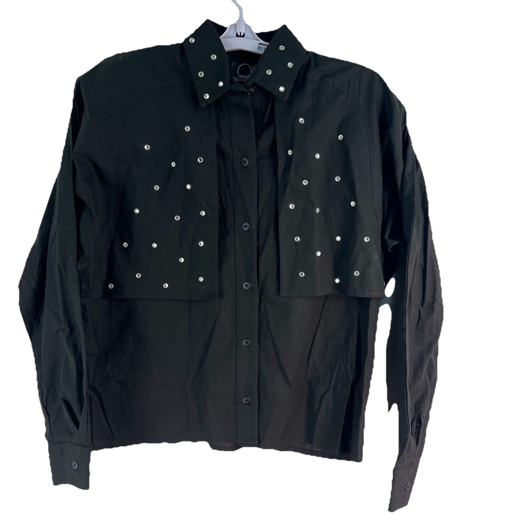 Vintage VINTAGE Escargot Women’s Western Bedazzled Shirt SZ M Black by Jean Dunham Size M / US 6-8 / IT 42-44 - 2 Thumbnail
