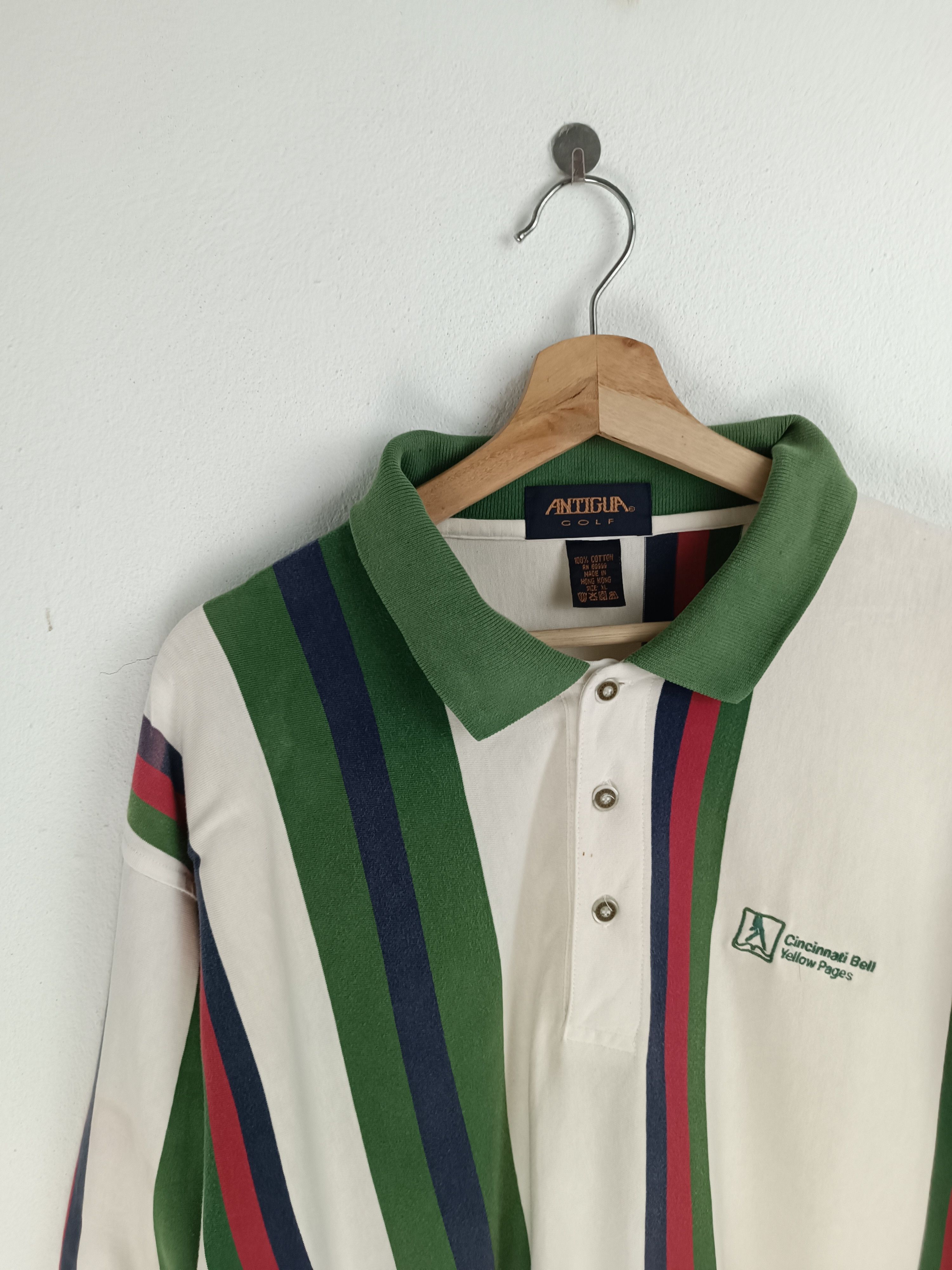 Antigua VINTAGE 90'S ANTIGUA CINCINNATI BELL STRIPE POLO TEE RARE Size US XL / EU 56 / 4 - 5 Thumbnail