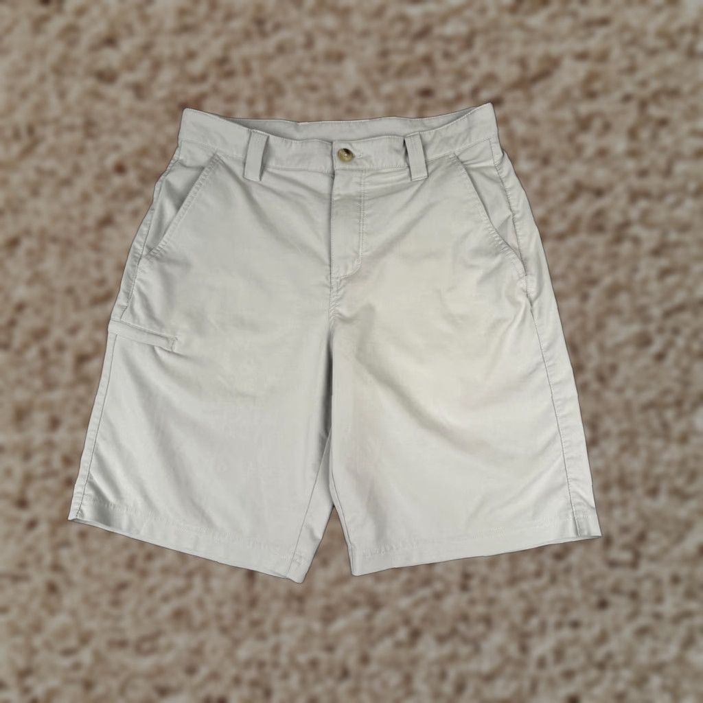Vintage Columbia Men Shorts 30 Gray Beige Chino Polyester Linen PFG Golf Boating Fishing 30x10 Regular Elastic Waist Flat Front Casual Men Size US 30 / EU 46 - 1 Thumbnail