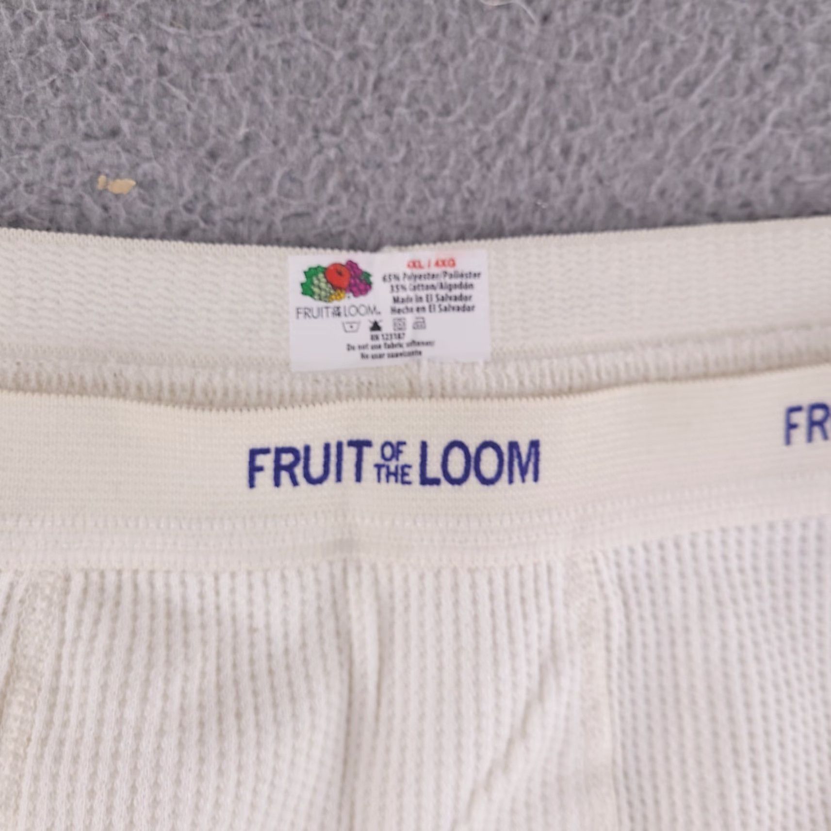 Fruit Of The Loom VINTAGE Fruit of the Loom Long Johns Thermal Underwear Men 4XL White Cotton Polyester Blend Modern Classic 90s Style Size US 39 - 2 Thumbnail