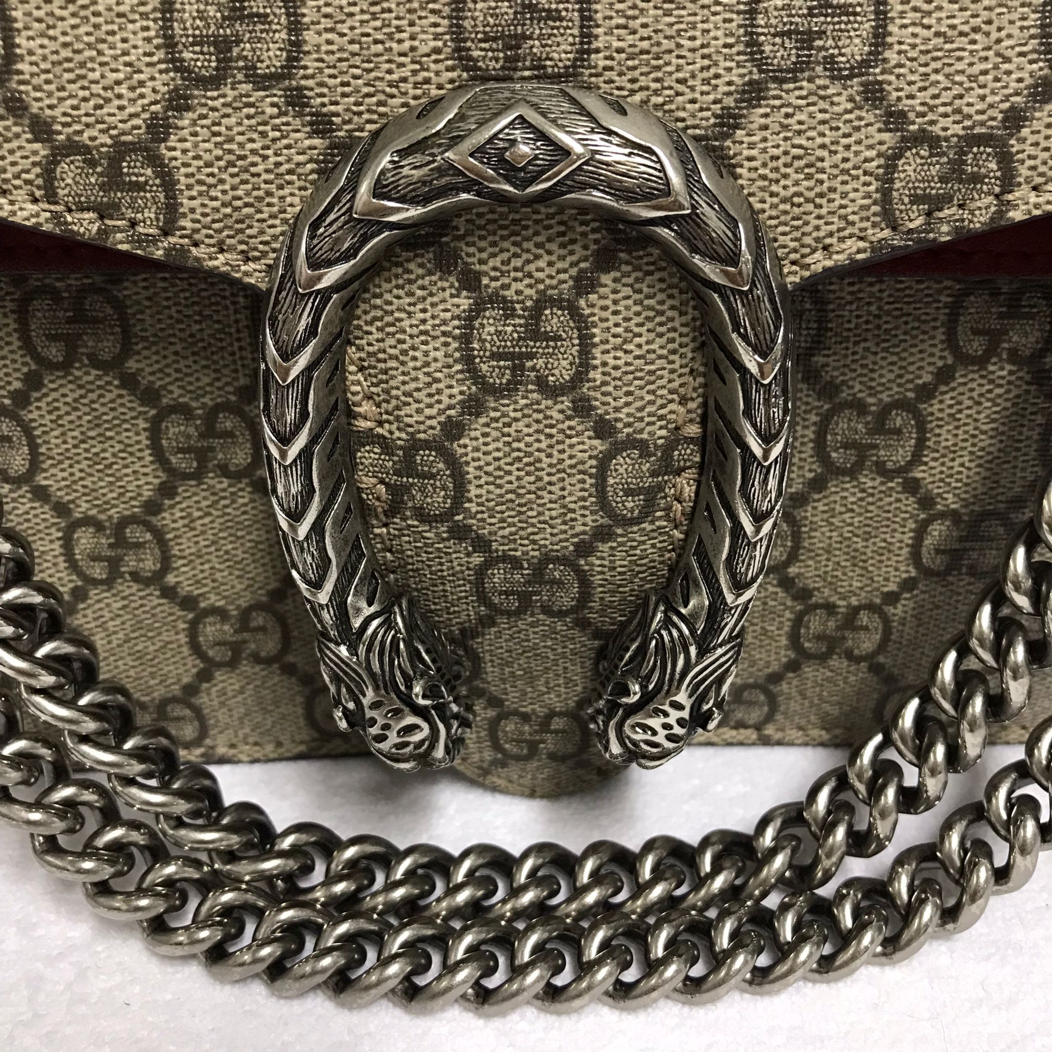 Gucci Gucci Dionysus GG Supreme Red Suede Medium Bag Size ONE SIZE - 9 Thumbnail