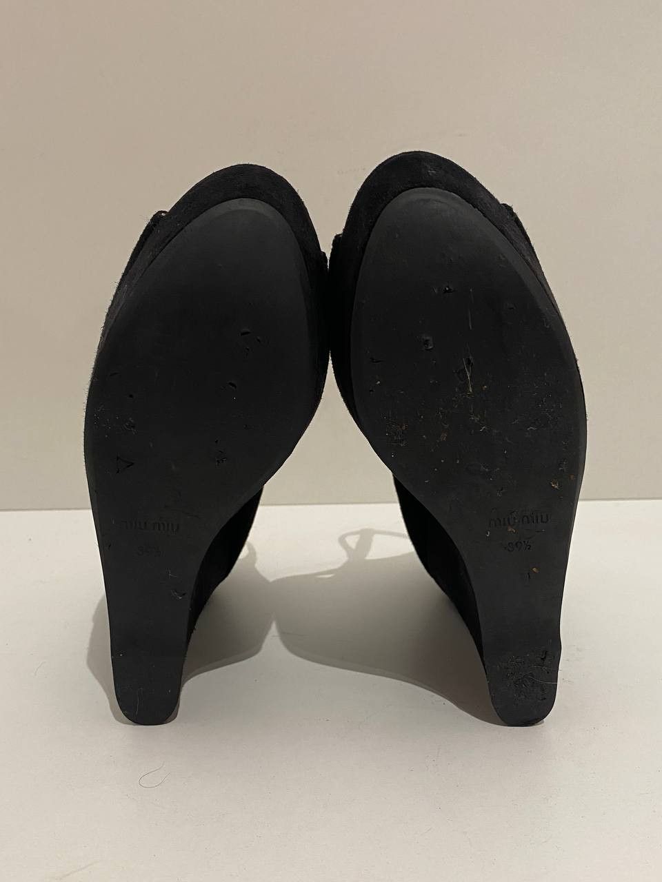 Miu Miu Miu Miu x Prada Suede Black Slingback Strap Platform Heels Size US 8.5 / IT 38.5 - 9 Thumbnail