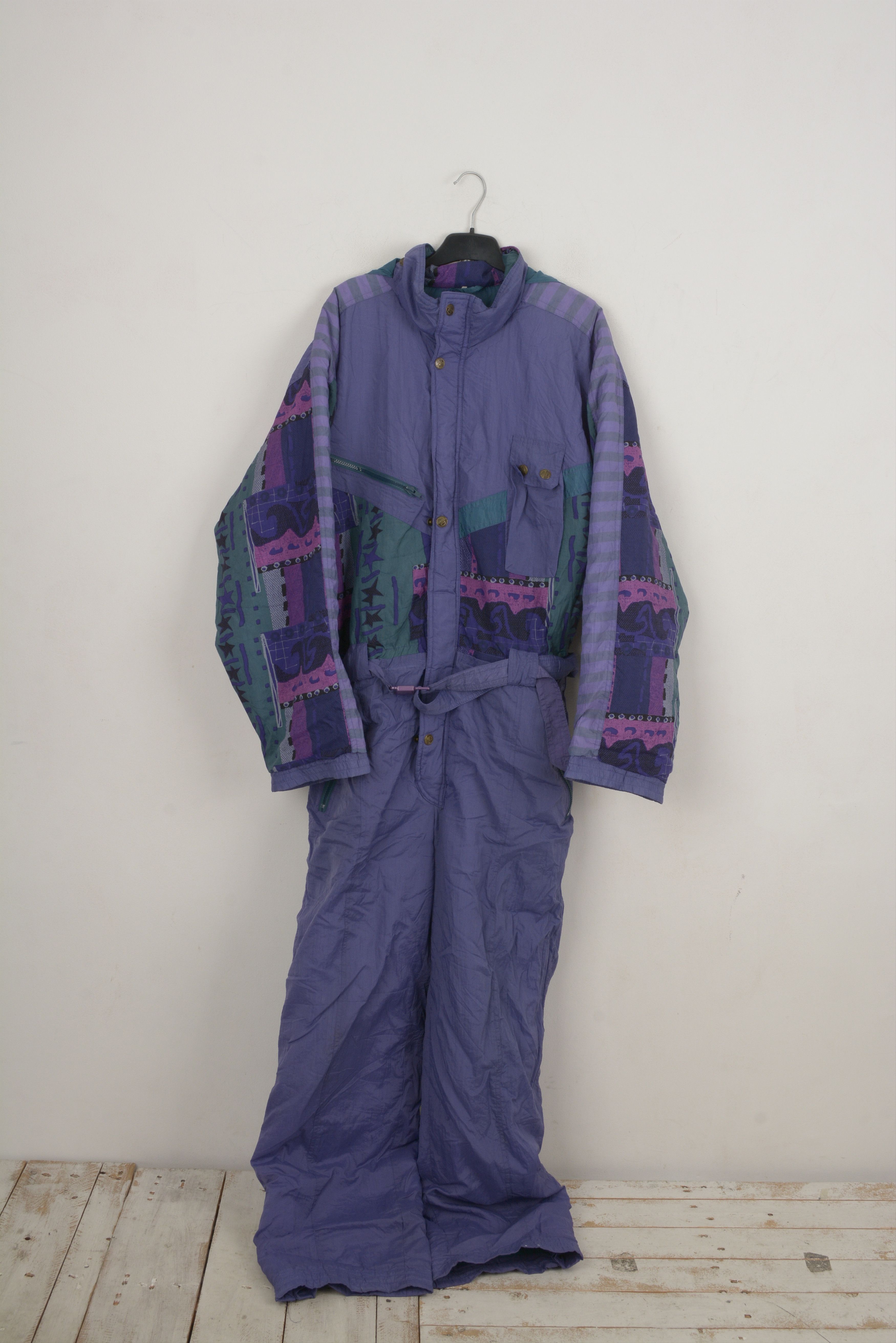 Vintage 💜 Funky 90s purple ski jumpsuit men’s xl – retro snow icon Size US 36 / EU 52 - 1 Thumbnail