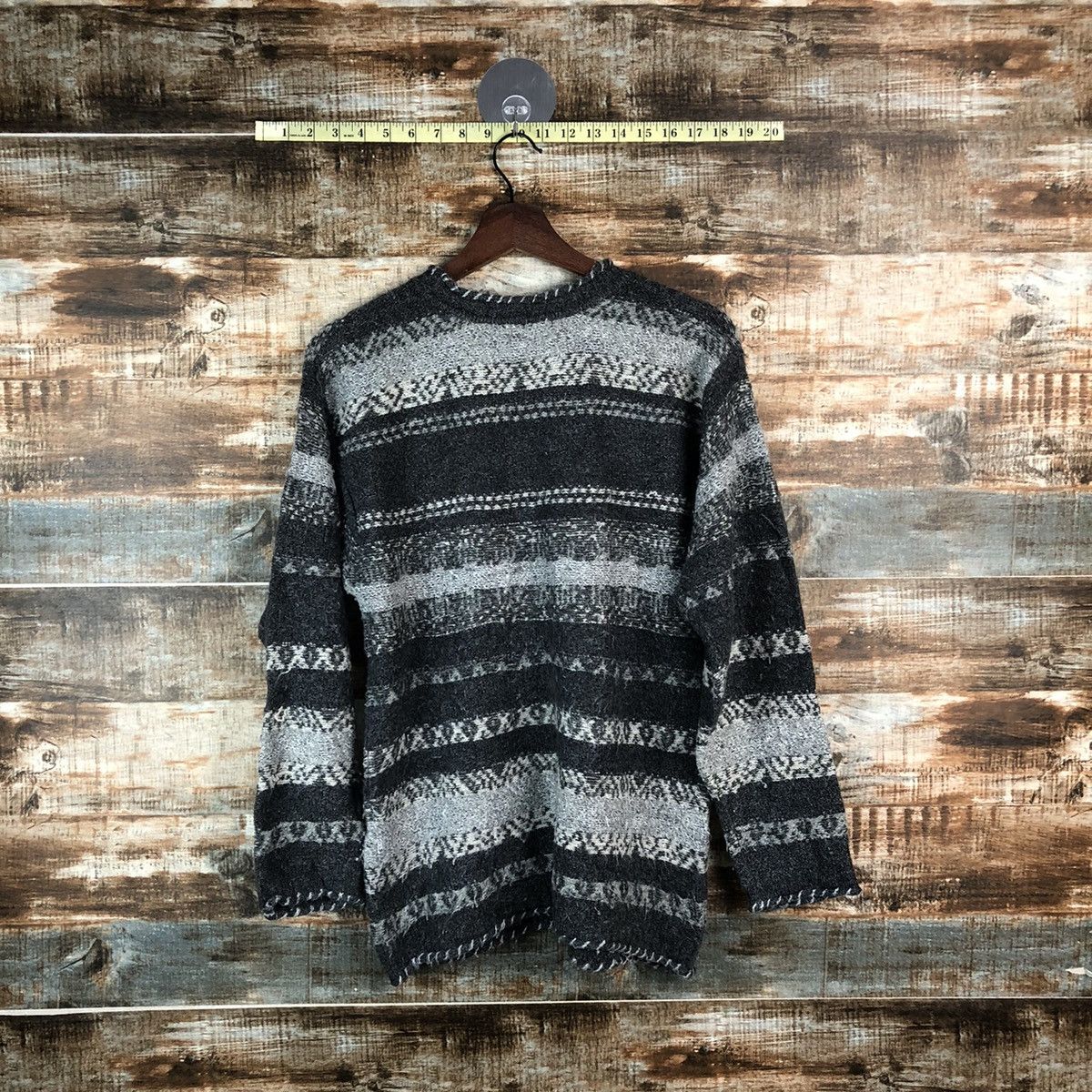 Homespun Knitwear DL Vino Rouge stripe Gray vintage Knitwear #C723 Size US M / EU 48-50 / 2 - 12 Thumbnail