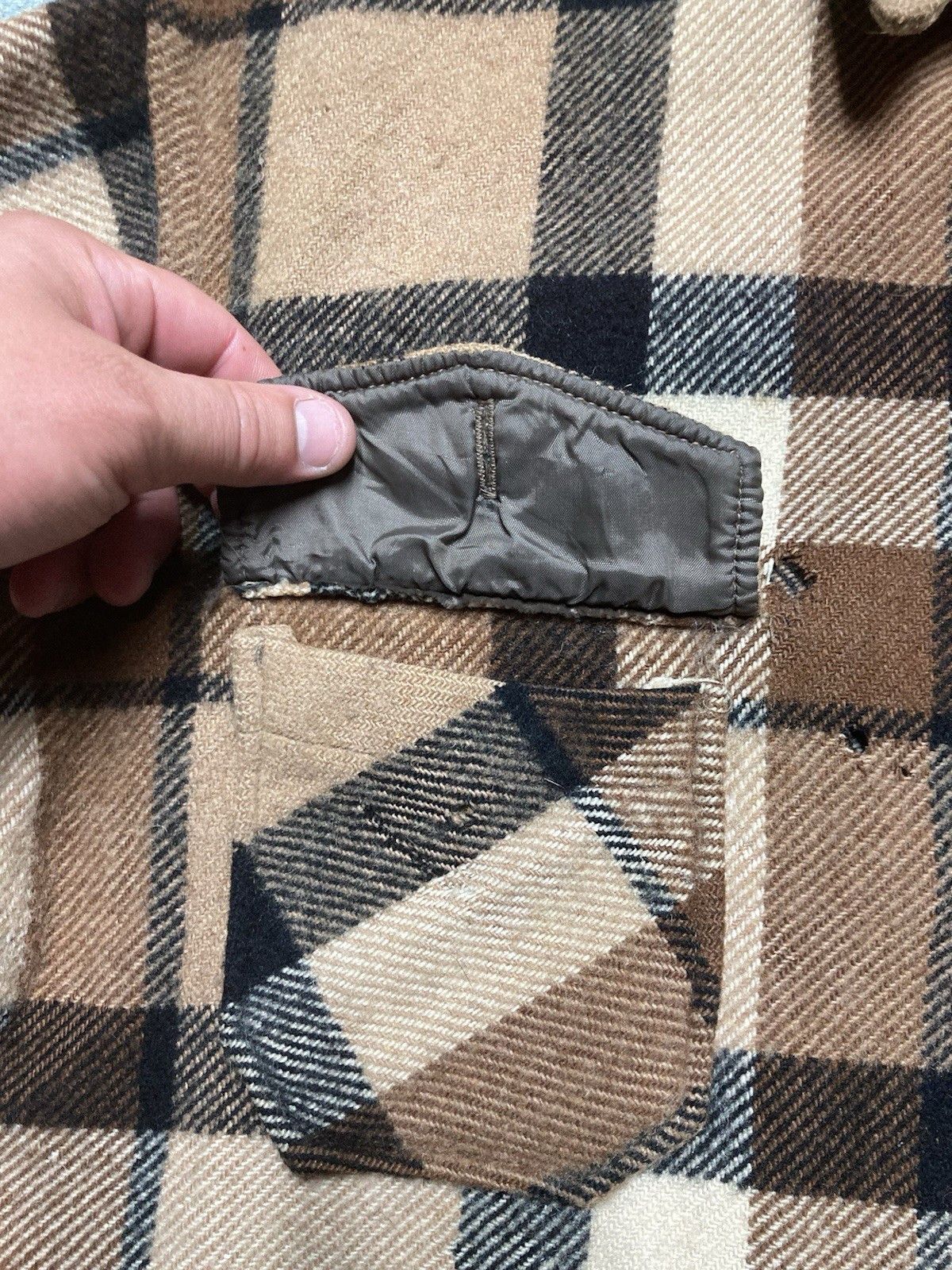 Vintage 50s 60s wool CPO shirt plaid anchor button distressed large Size US L / EU 52-54 / 3 - 9 Thumbnail