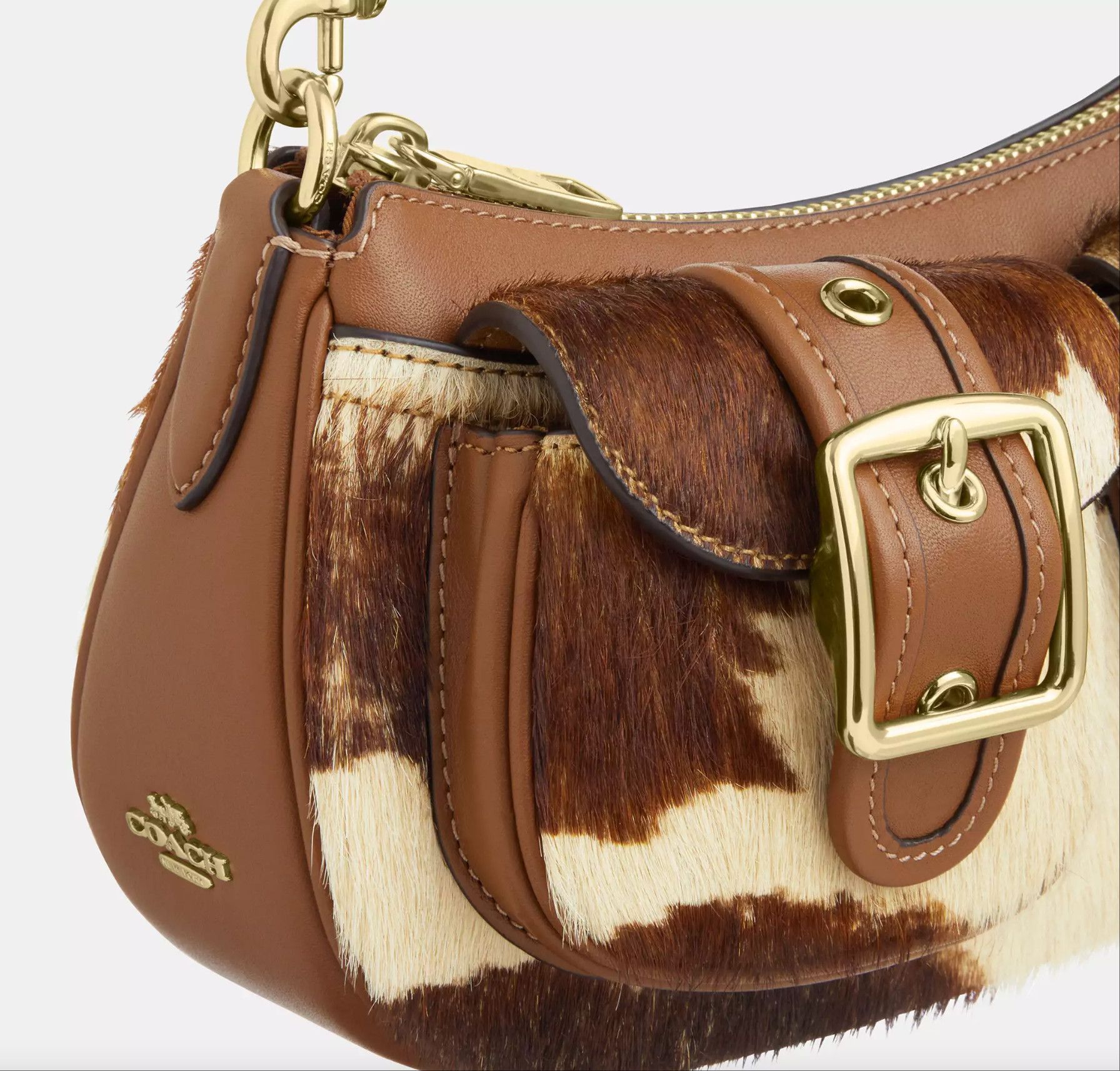 Coach Ashton Shoulder Bag In Haircalf With Cow Print CDW47 Size ONE SIZE - 9 Thumbnail
