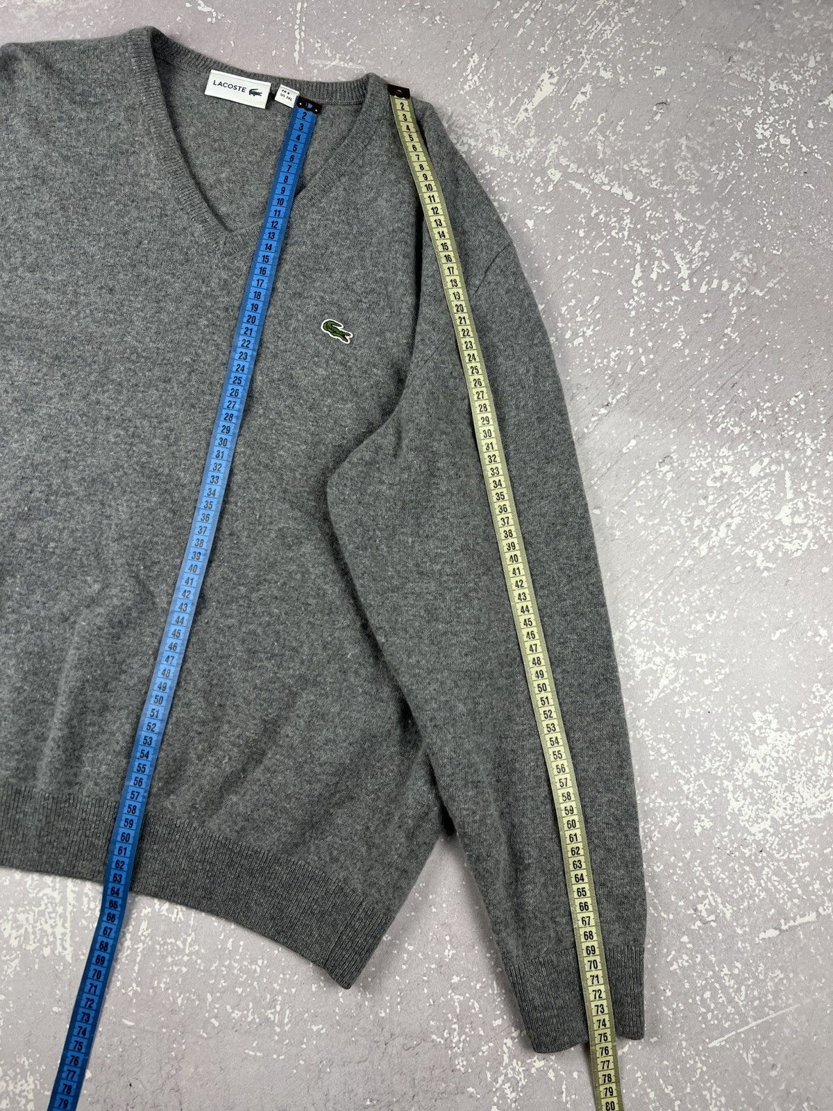 Lacoste Lacoste Wool V-Neck Sweater Pullover Mens L-XL Gray Size US L / EU 52-54 / 3 - 9 Thumbnail