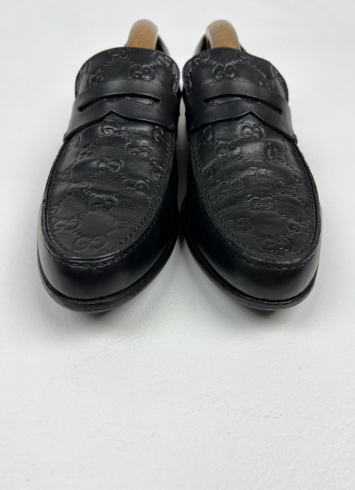 Gucci GUCCI Loafers Leather GG Monogram Canvas Embossed Logo Black Size US 7.5 / EU 40-41 - 3 Thumbnail
