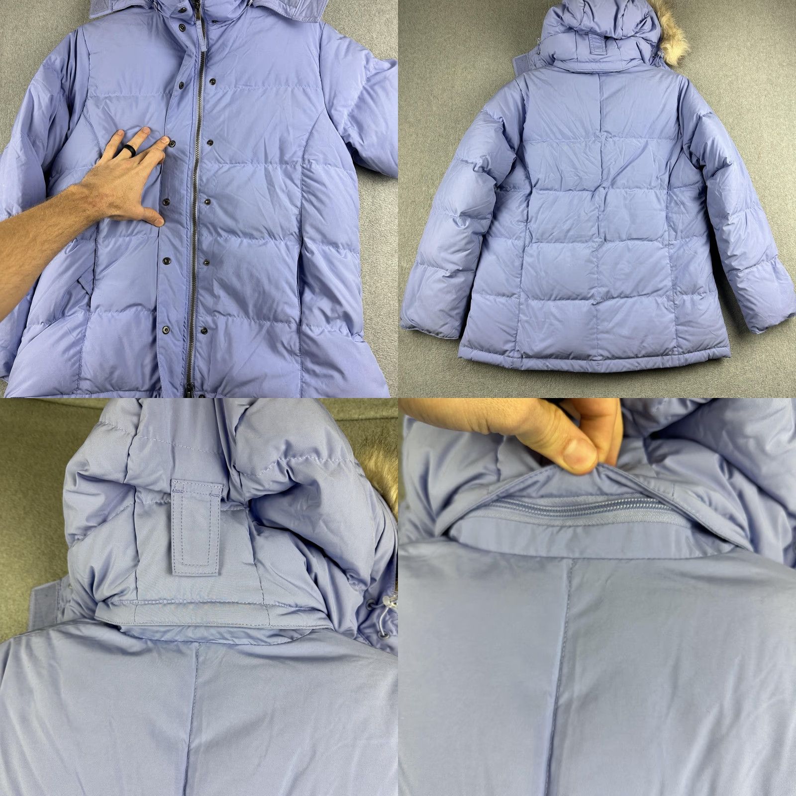 Vintage L.L. Bean Jacket Womens Medium Purple Down Puffer Hooded Fur Trim Zip Front Full Zip Pockets Quilted Size M / US 6-8 / IT 42-44 - 8 Thumbnail