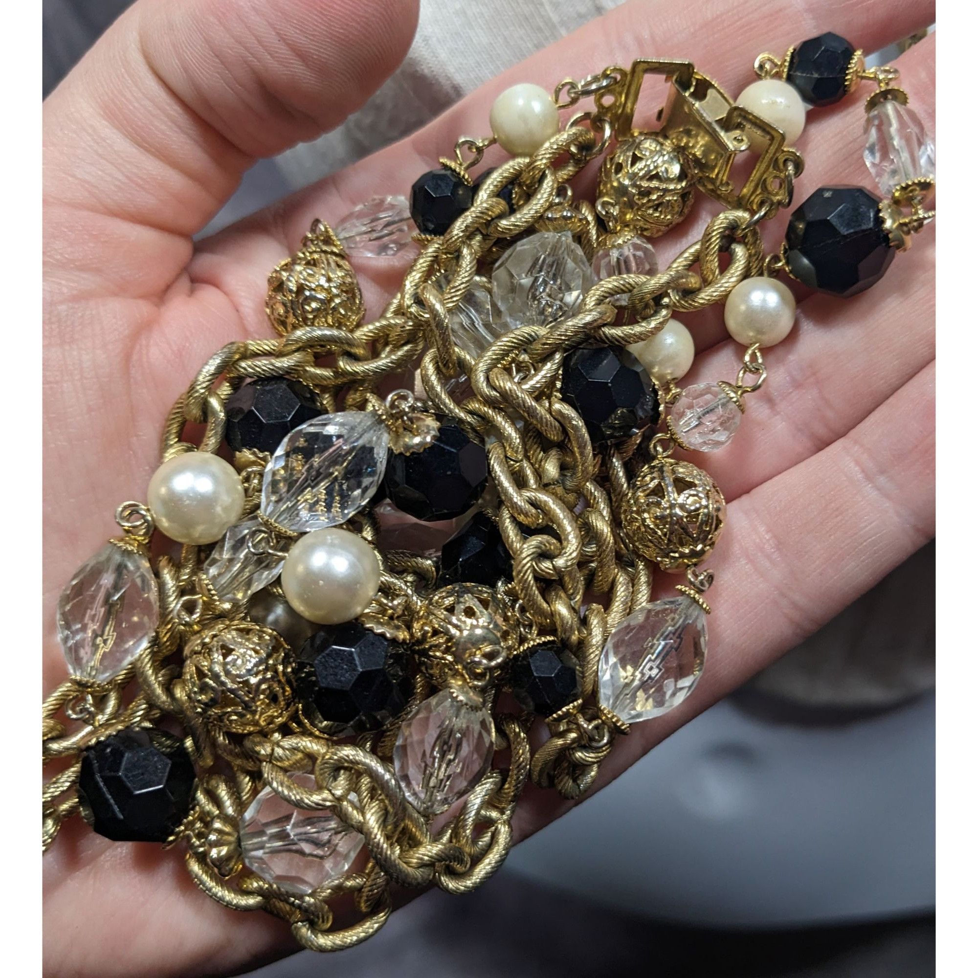 Other Vintage Glam Multilayer Chain Beaded Statement Necklace Size ONE SIZE - 3 Thumbnail
