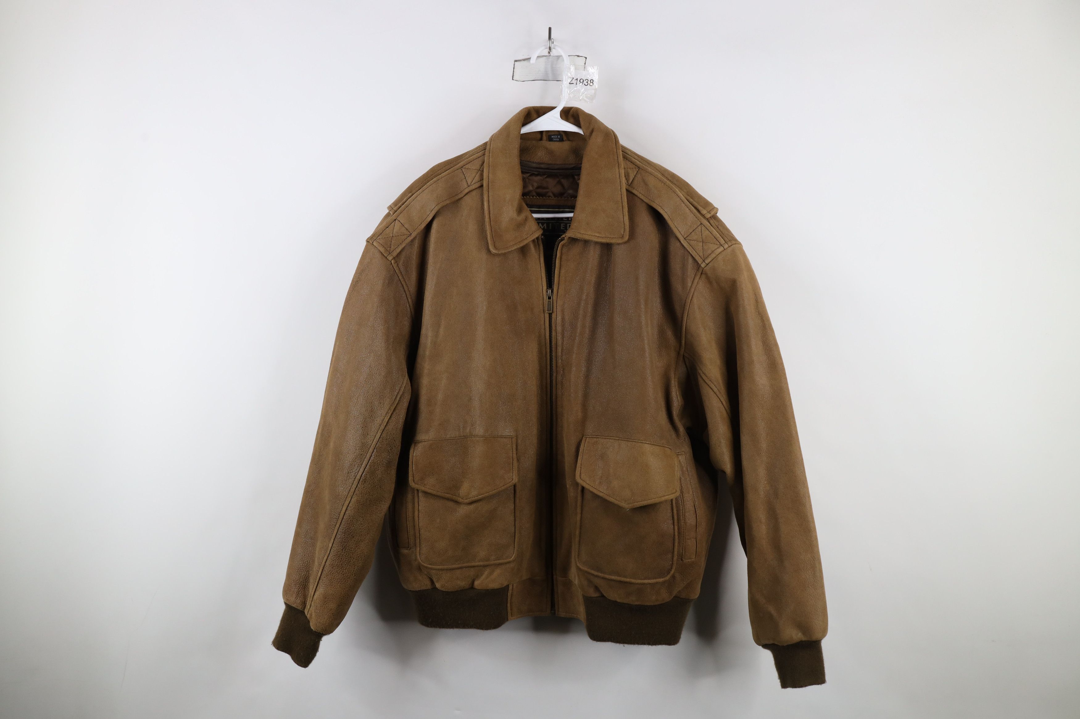 Vintage Vintage 90s Streetwear Heavy Suede Leather Bomber Jacket Size US L / EU 52-54 / 3 - 1 Thumbnail