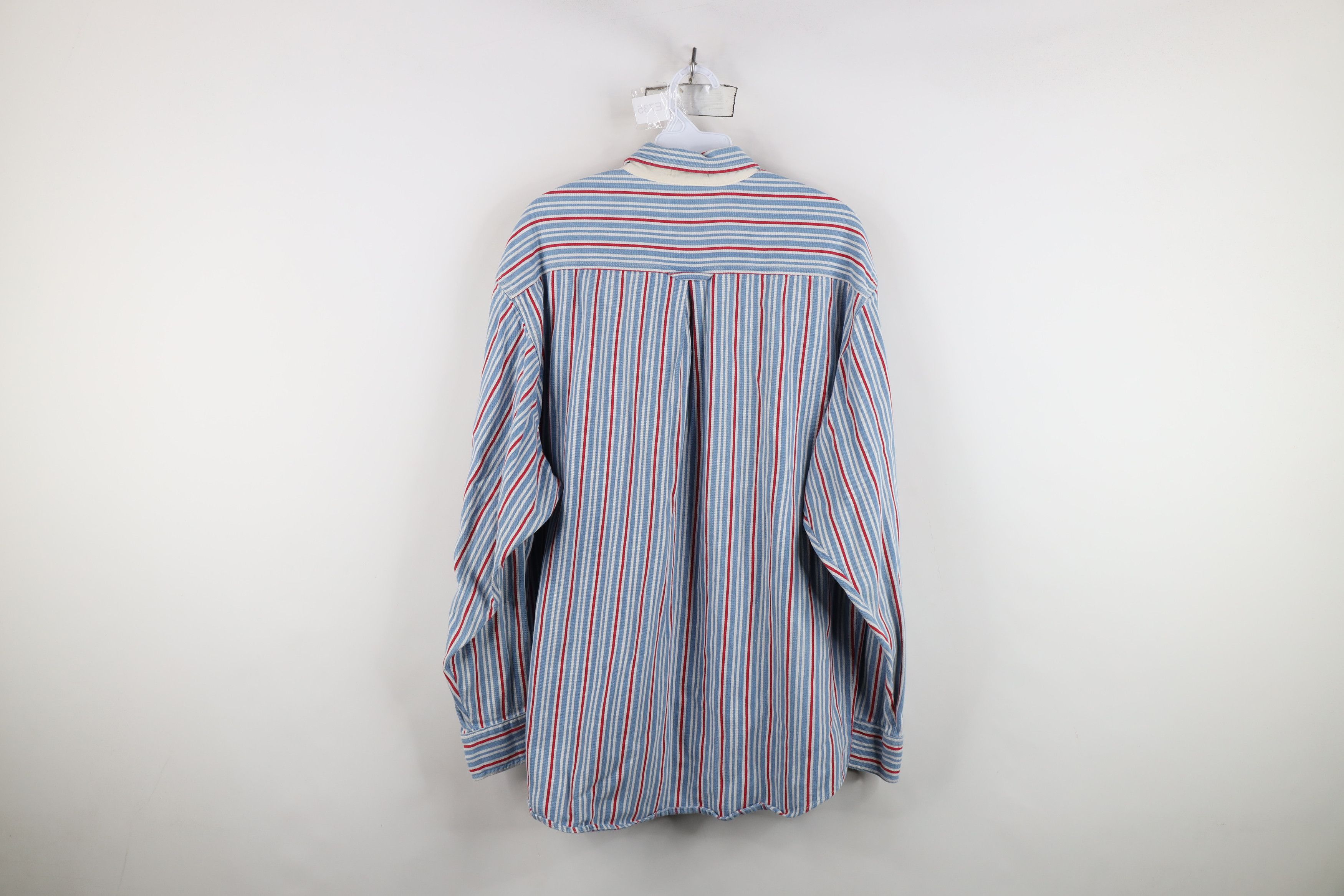 Vintage Vintage 90s Streetwear Striped Soft Denim Button Down Shirt Size US L / EU 52-54 / 3 - 12 Thumbnail