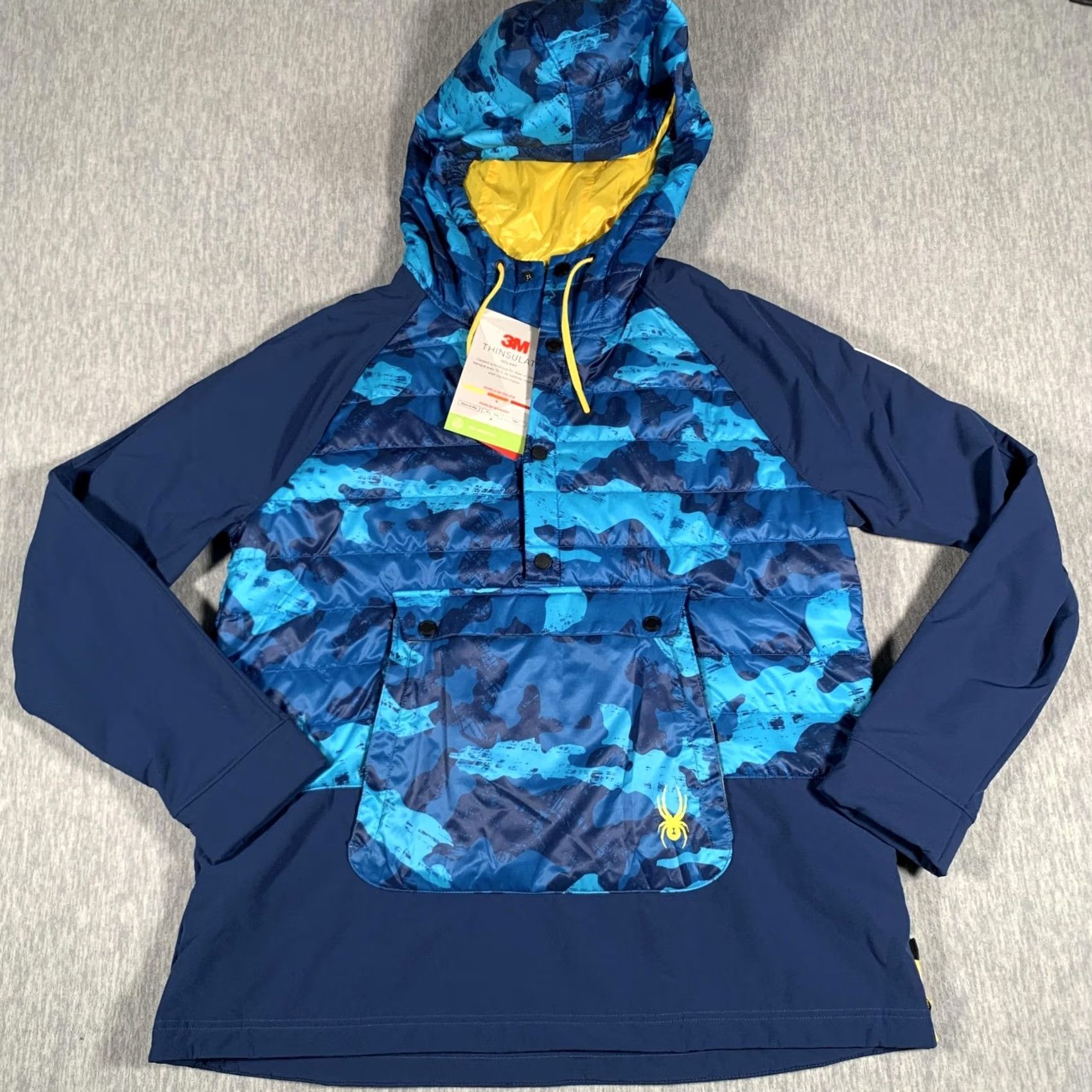 Spyder Spyder Jacket Womens Large Blue Camo Glissade Hybrid Anorak Insulated Hooded Size L / US 10 / IT 46 - 2 Thumbnail
