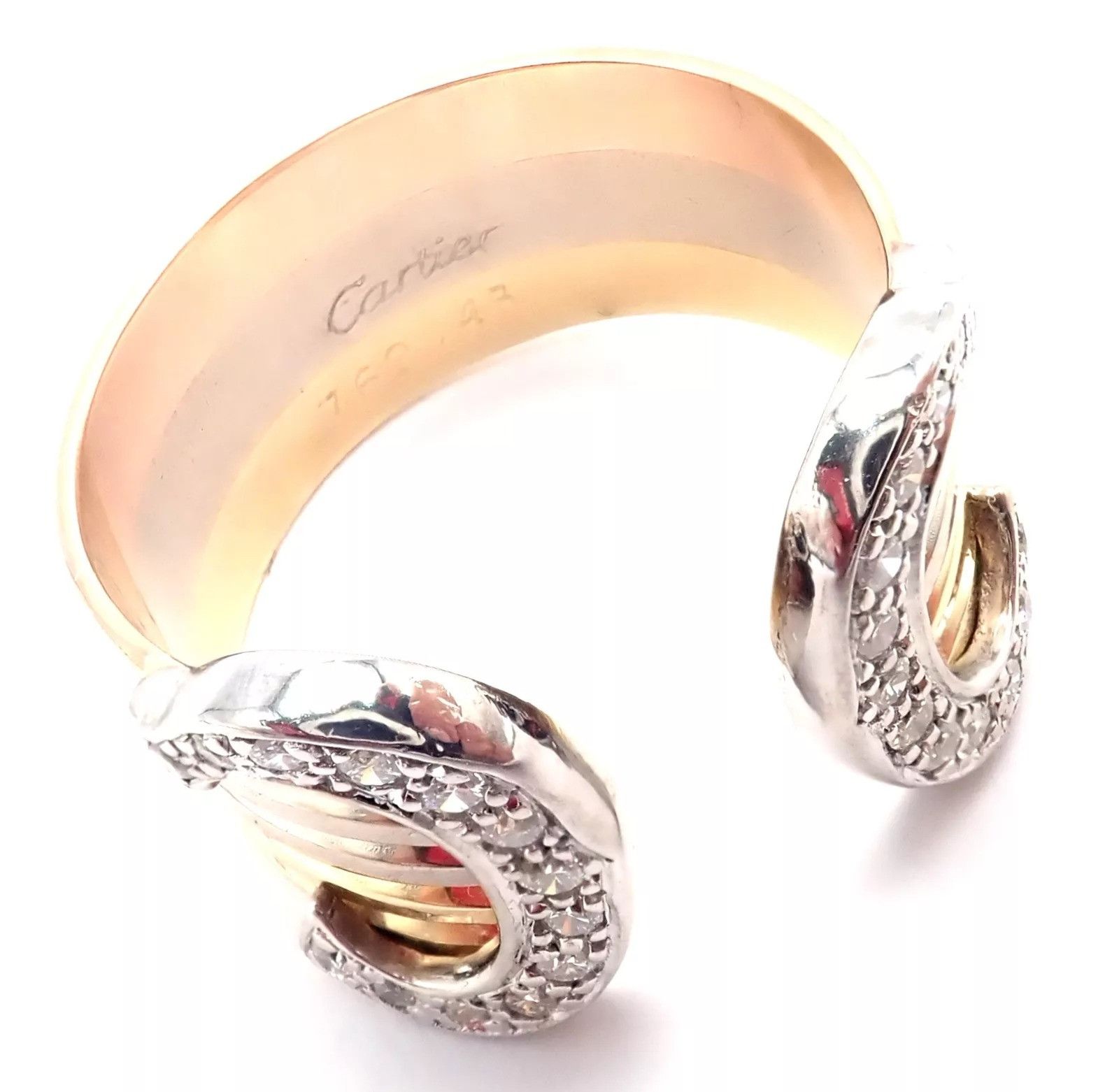 Cartier Cartier Diamond Double C 18k Tri-Color Gold Band Ring Size ONE SIZE - 6 Thumbnail